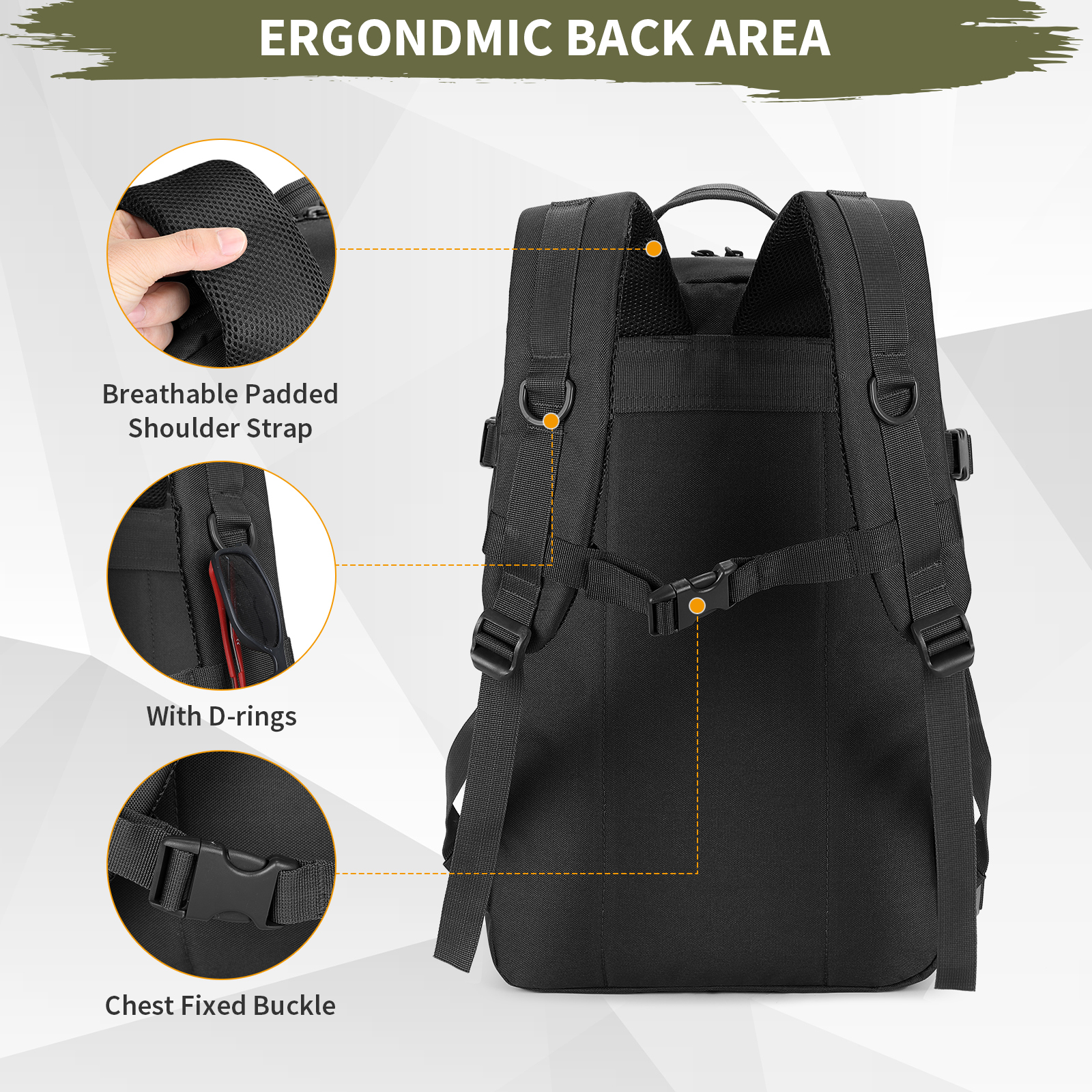 Tactical Backpack 25L Military Molle Rucksack Waterproof Mens Bag Camping Hiking - Picture 10 of 19