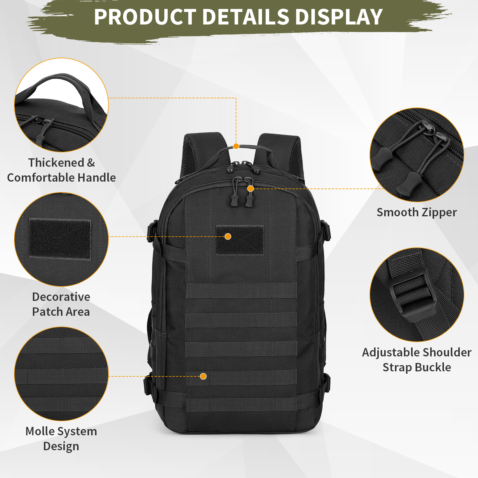 Tactical Backpack 25L Military Molle Rucksack Waterproof Mens Bag Camping Hiking - Picture 6 of 19