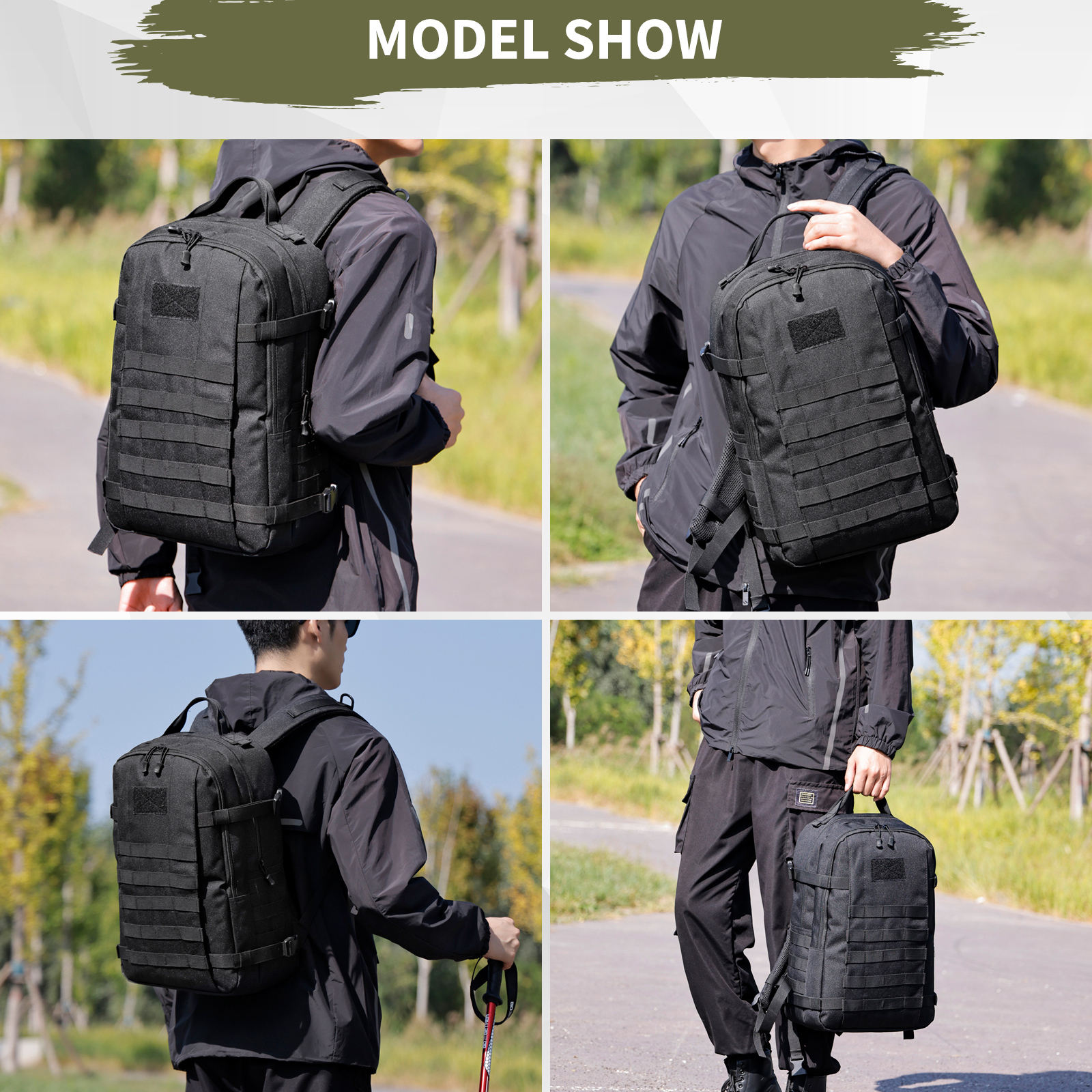 Tactical Backpack 25L Military Molle Rucksack Waterproof Mens Bag Camping Hiking - Picture 4 of 19