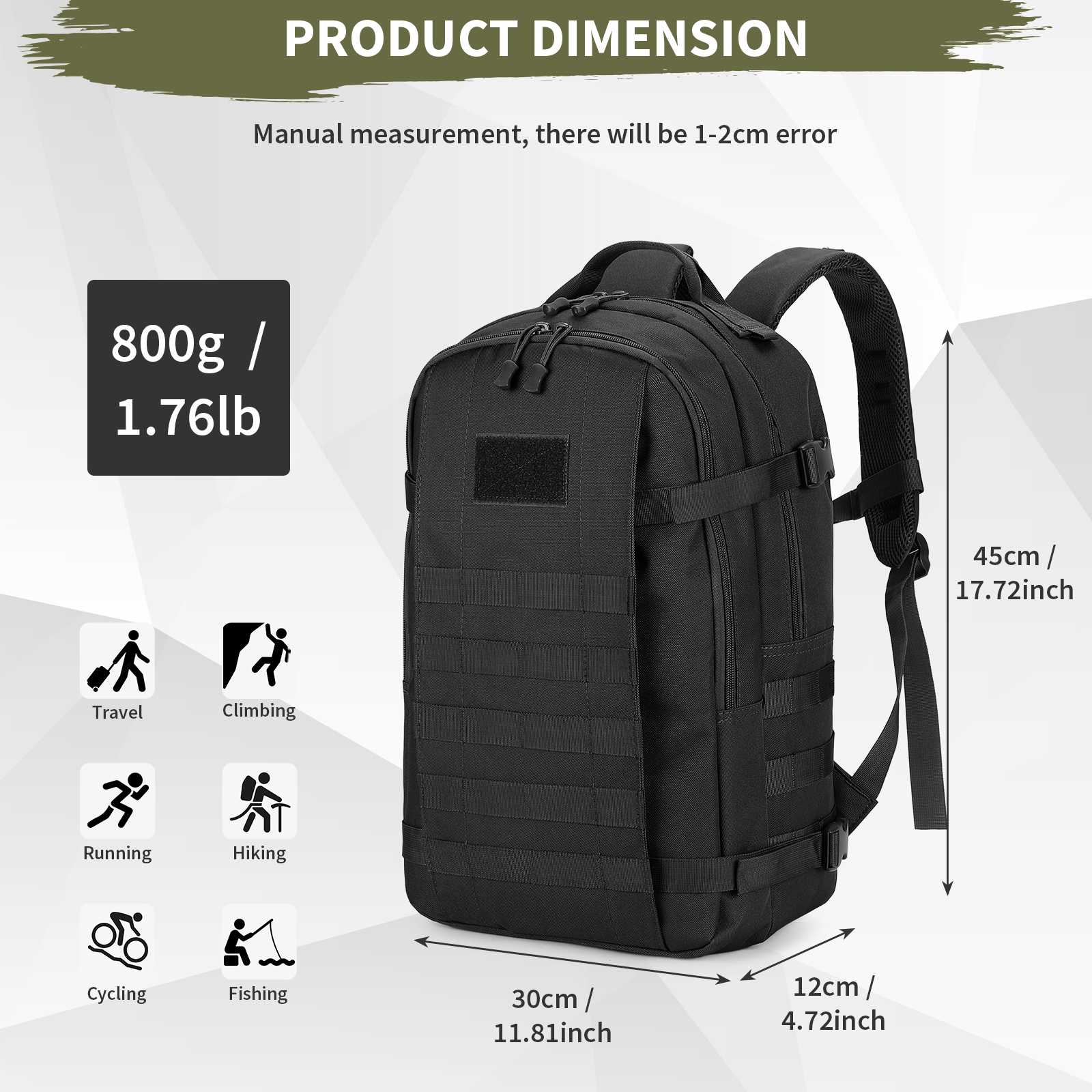 Tactical Backpack 25L Military Molle Rucksack Waterproof Mens Bag Camping Hiking - Picture 8 of 19