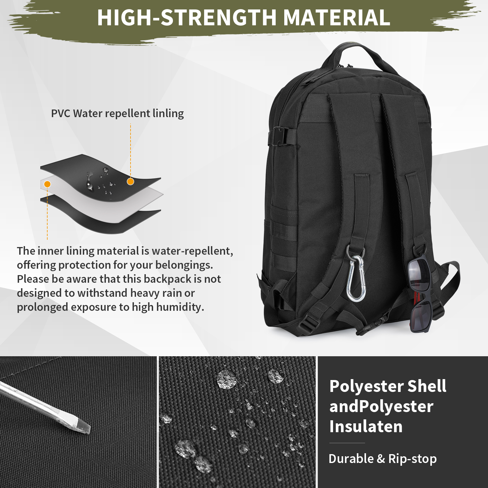 Tactical Backpack 25L Military Molle Rucksack Waterproof Mens Bag Camping Hiking - Picture 5 of 19