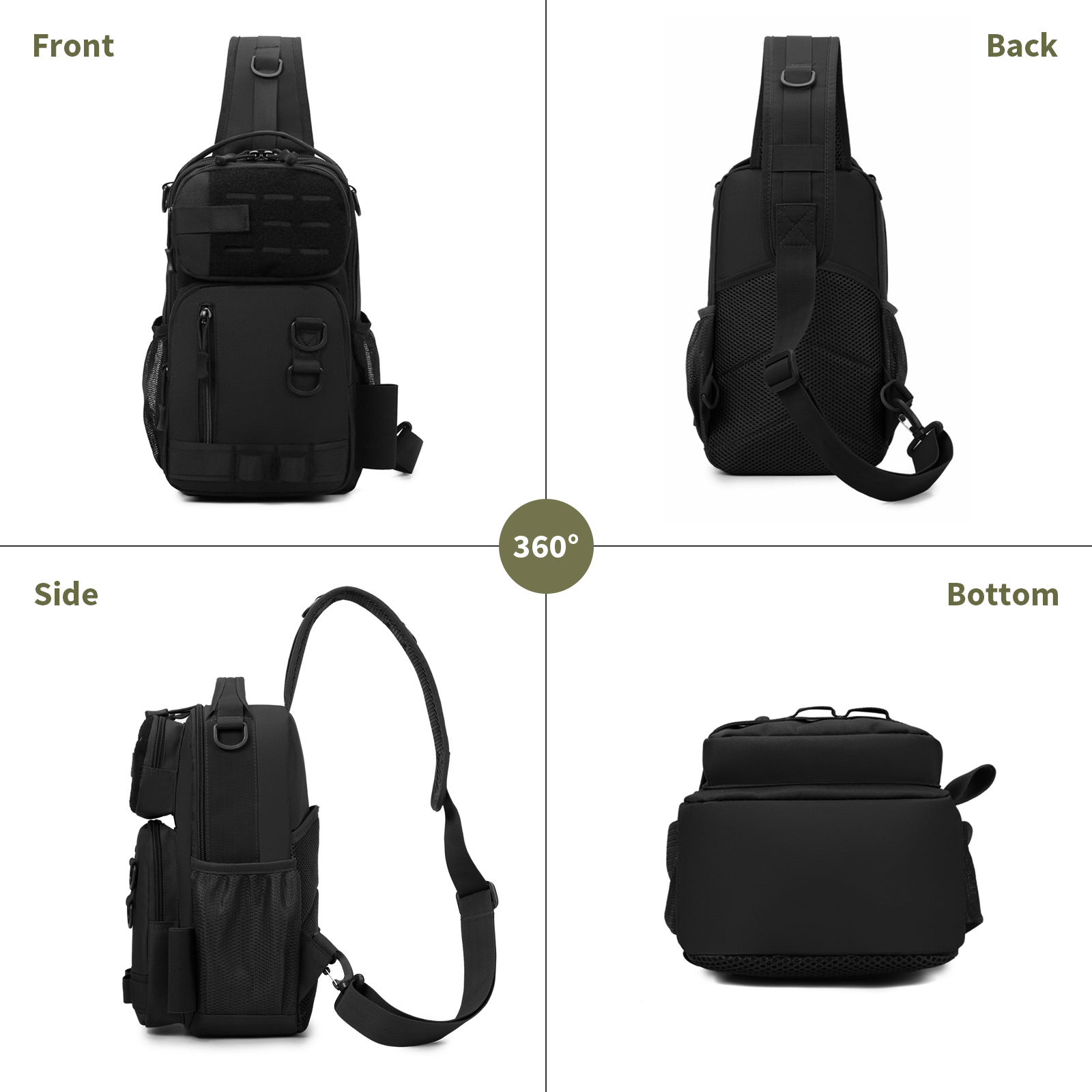 Mens Sling Backpack-Molle Tactical Military-Outdoor Travel Shoulder Chest Bag - Picture 28 of 68