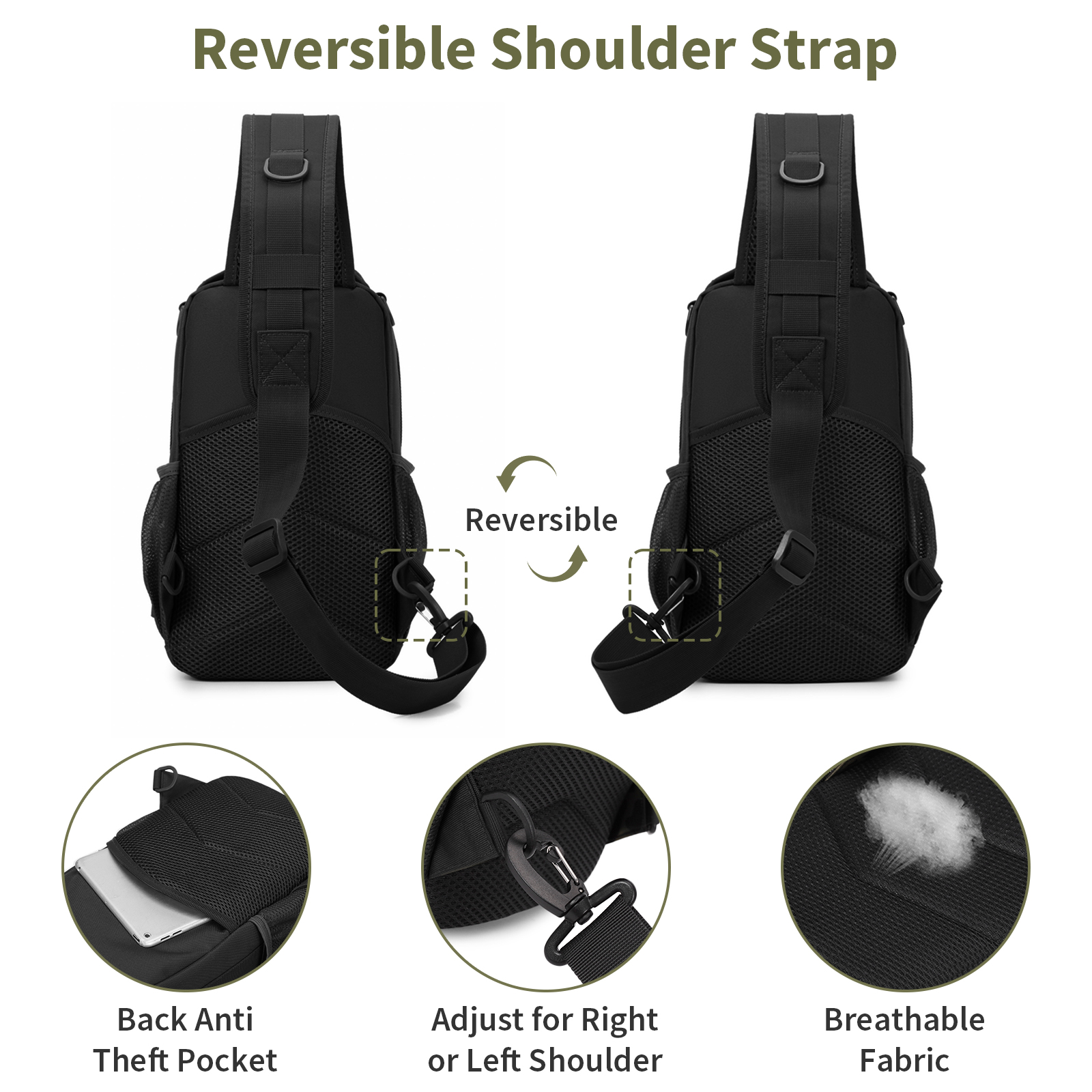 Mens Sling Backpack-Molle Tactical Military-Outdoor Travel Shoulder Chest Bag - Picture 30 of 68