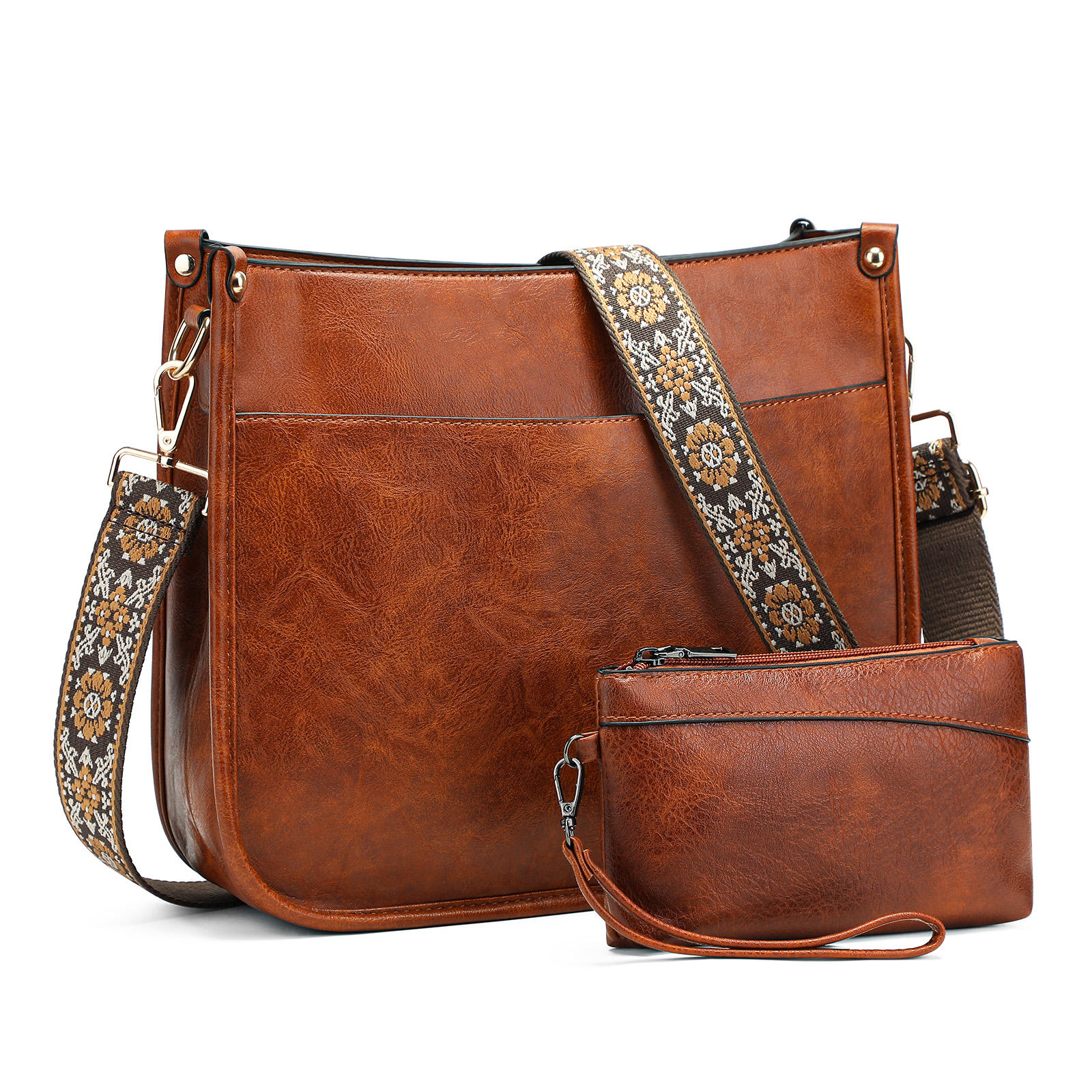 Women Leather Crossbody Purse Women Hobo Bag Purses Shoulder Handbags with Strap