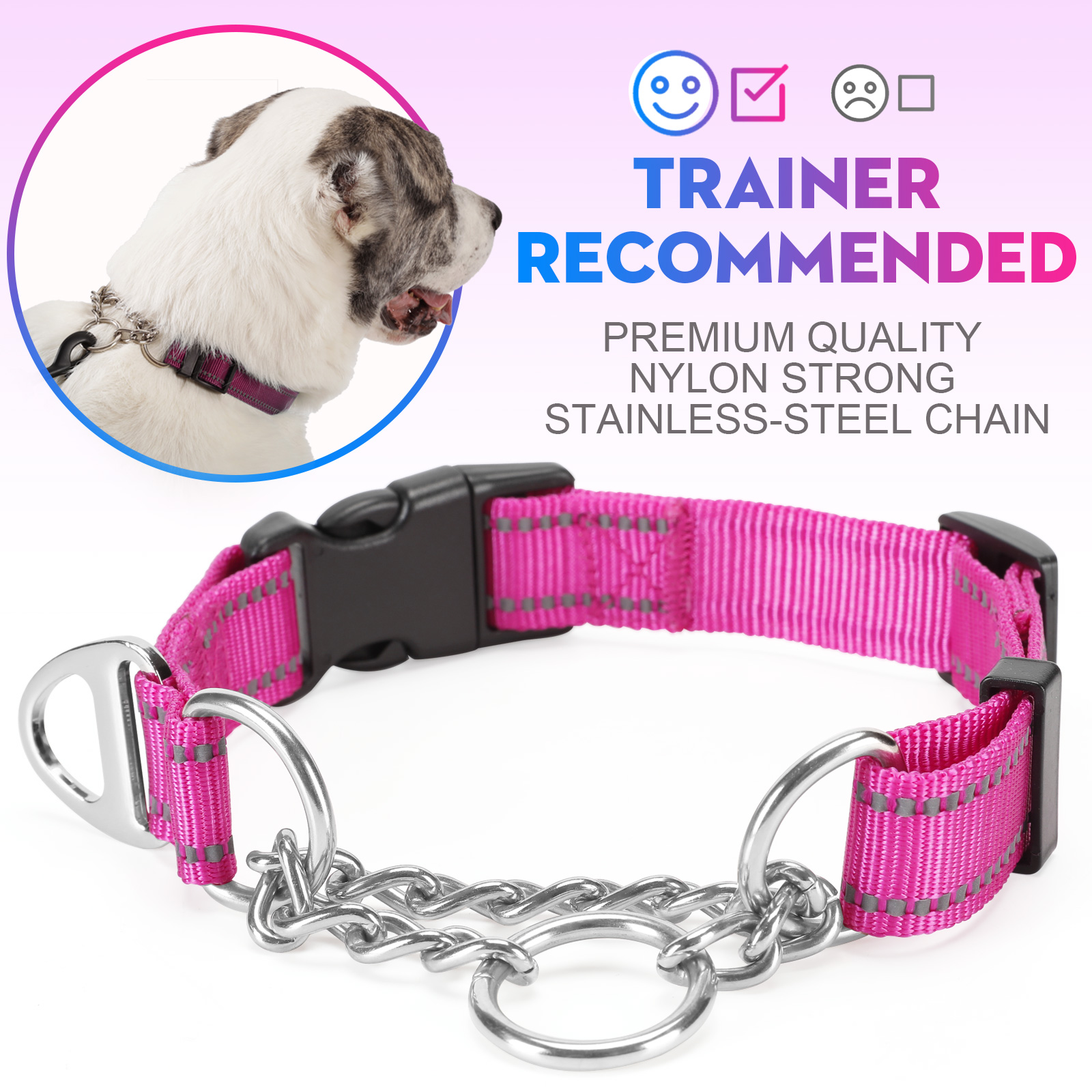 Dog Collar Pull Stop Collar Dogs with Safety Lock Collar Nylon - Picture 15 of 35