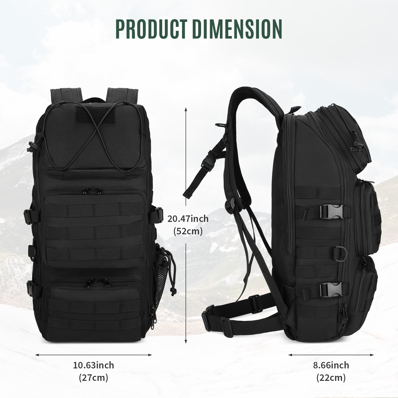 45L Taktisch Rucksack Wanderrucksack Wasserdicht Trekkingrucksack Schulrucksack