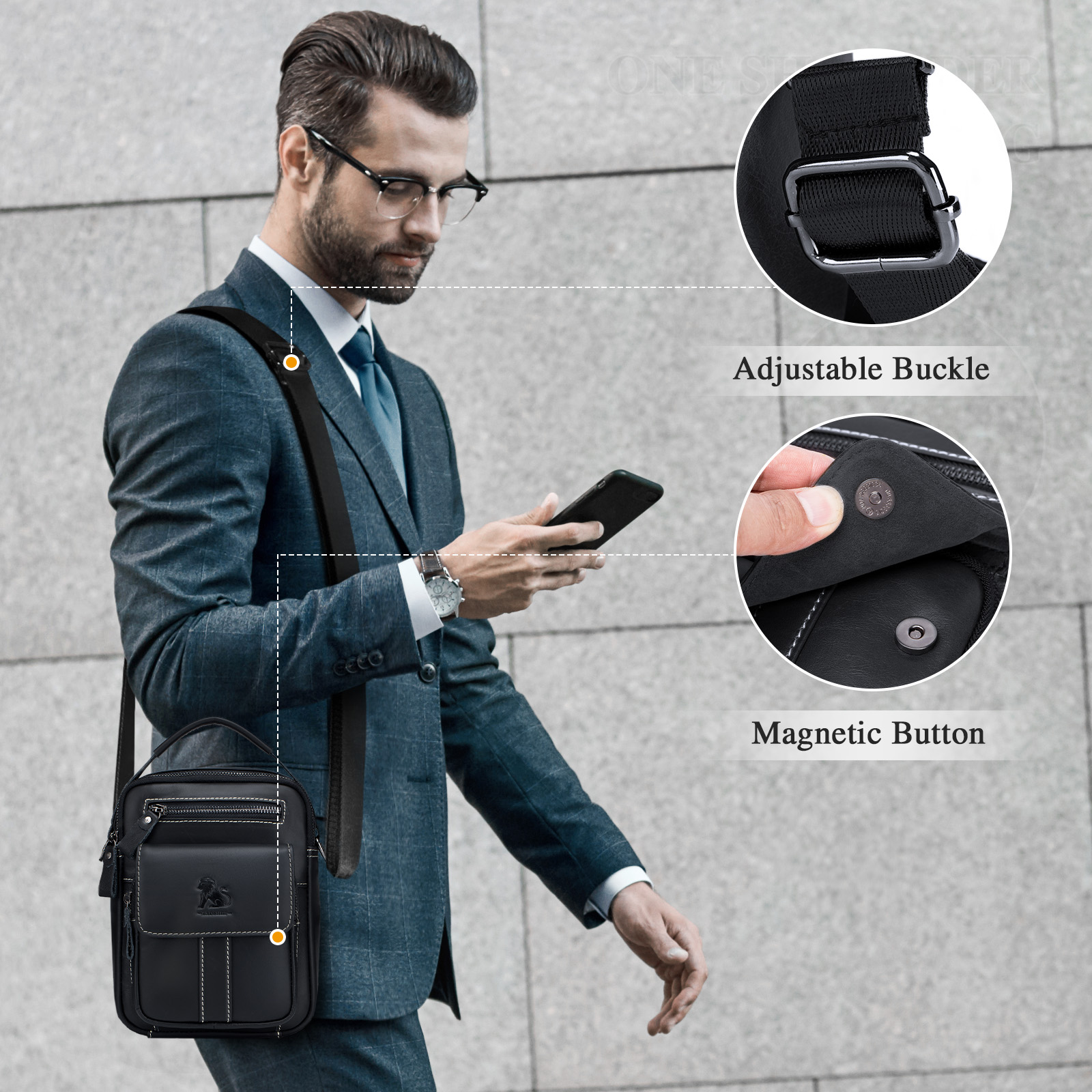 Retro Men Genuine Leather Messenger Shoulder Bag Cross Body Travel Business Bag - Picture 35 of 63