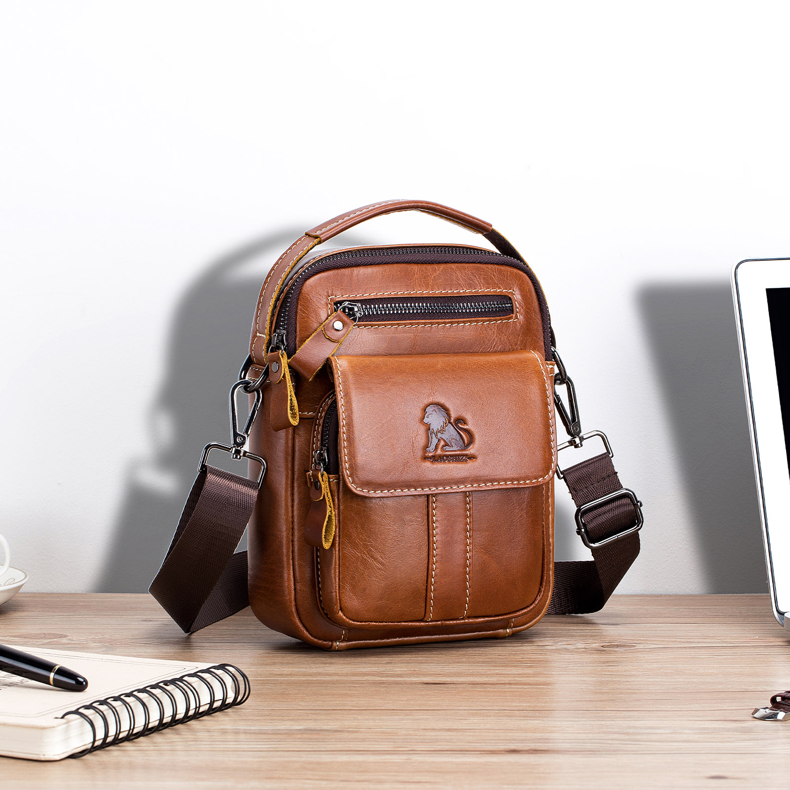 Retro Men Genuine Leather Messenger Shoulder Bag Cross Body Travel Business Bag - Picture 42 of 63