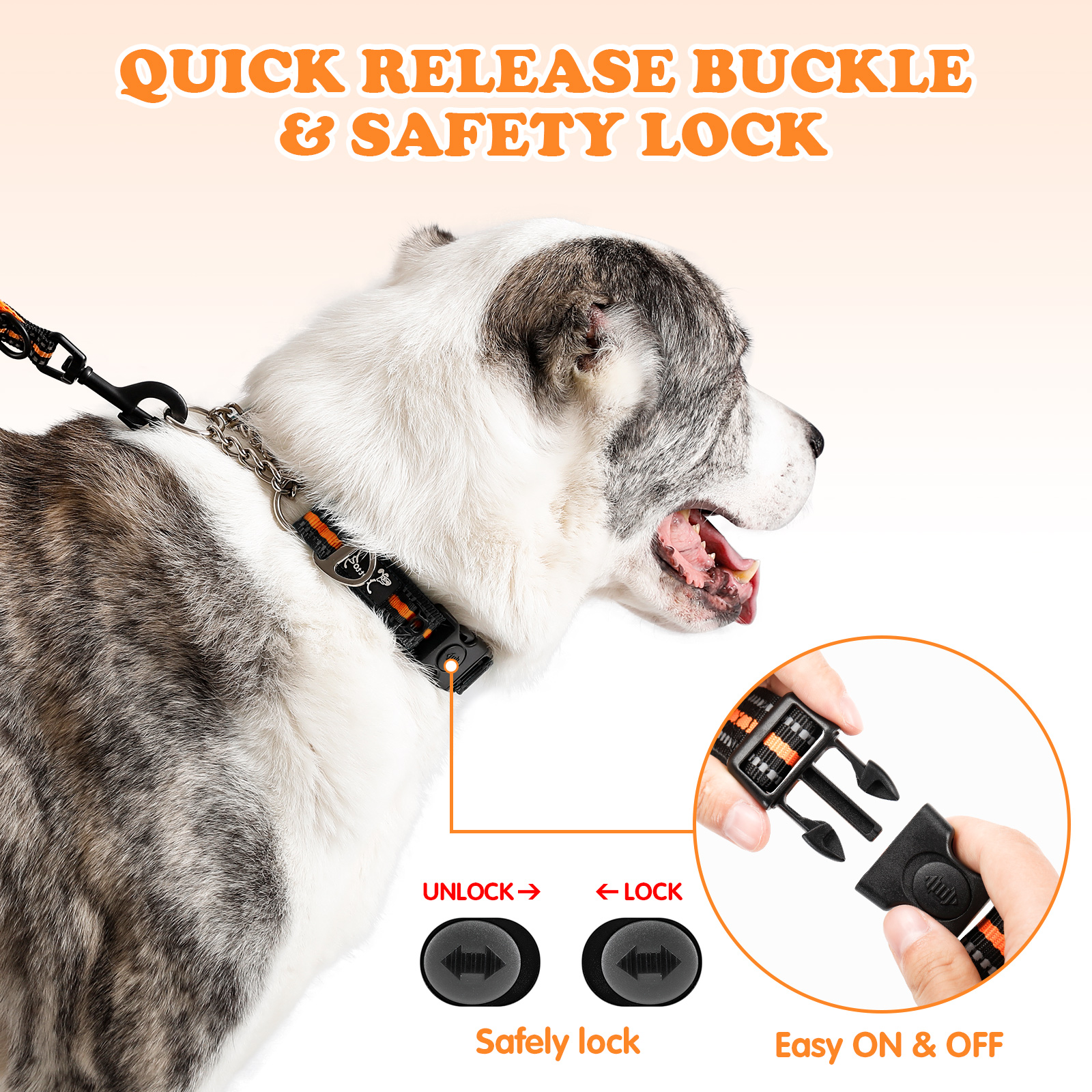 Dog Collar Pull Stop Collar Dogs with Safety Lock Collar Nylon - Picture 25 of 35