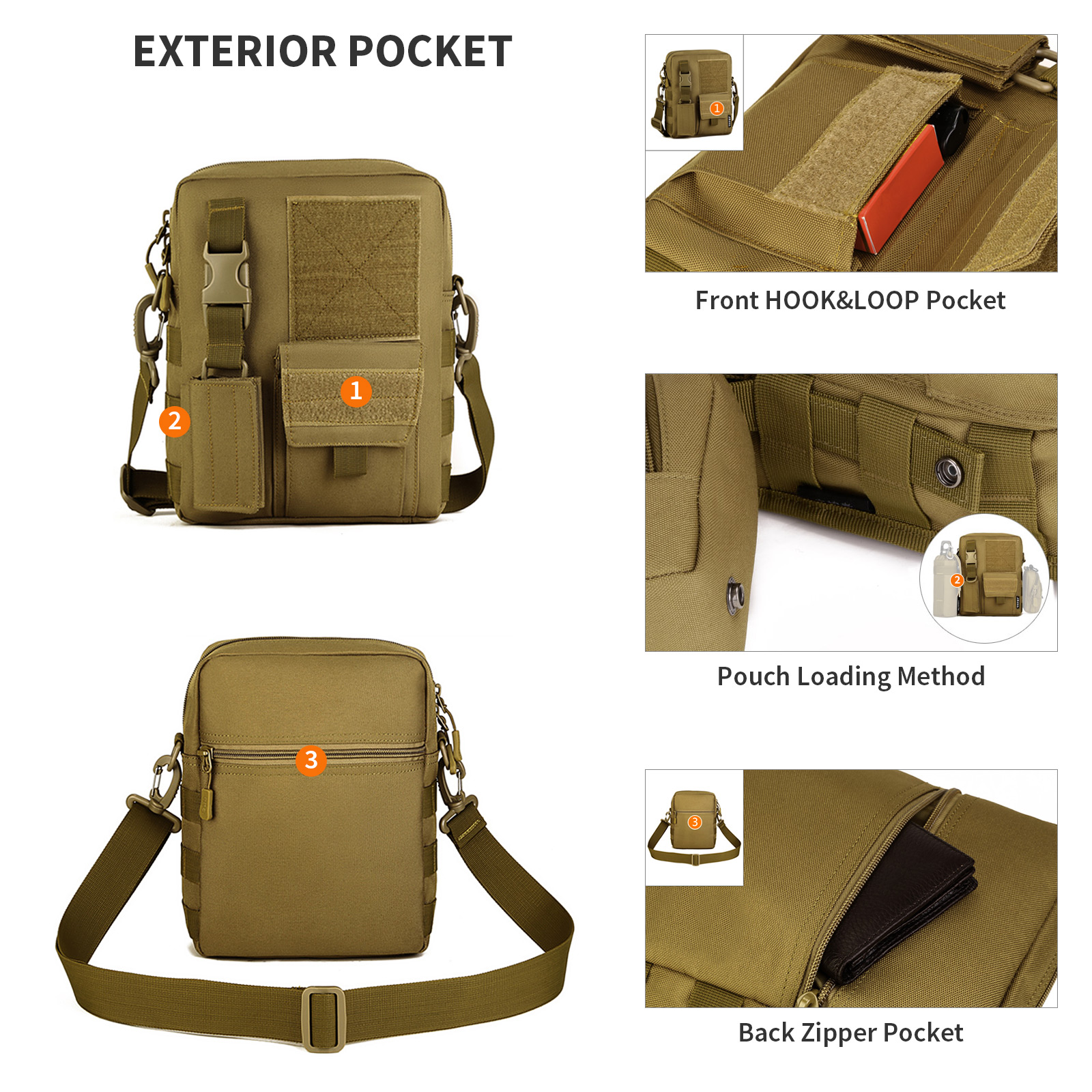 Men Shoulder Messenger Bag Canvas Tactical Crossbody Pack Small Sling Bag US - Picture 32 of 34