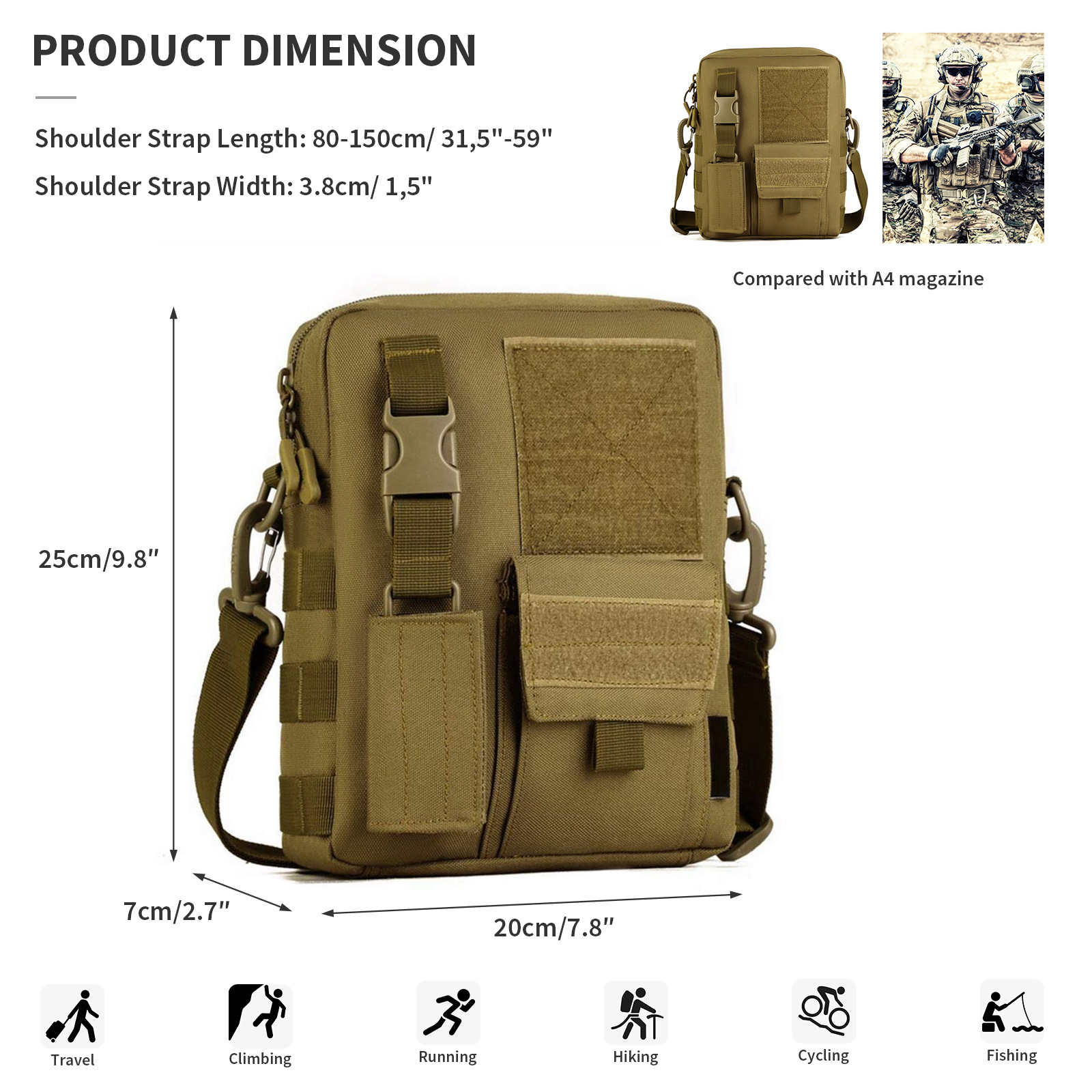 Men Shoulder Messenger Bag Canvas Tactical Crossbody Pack Small Sling Bag US - Picture 33 of 34