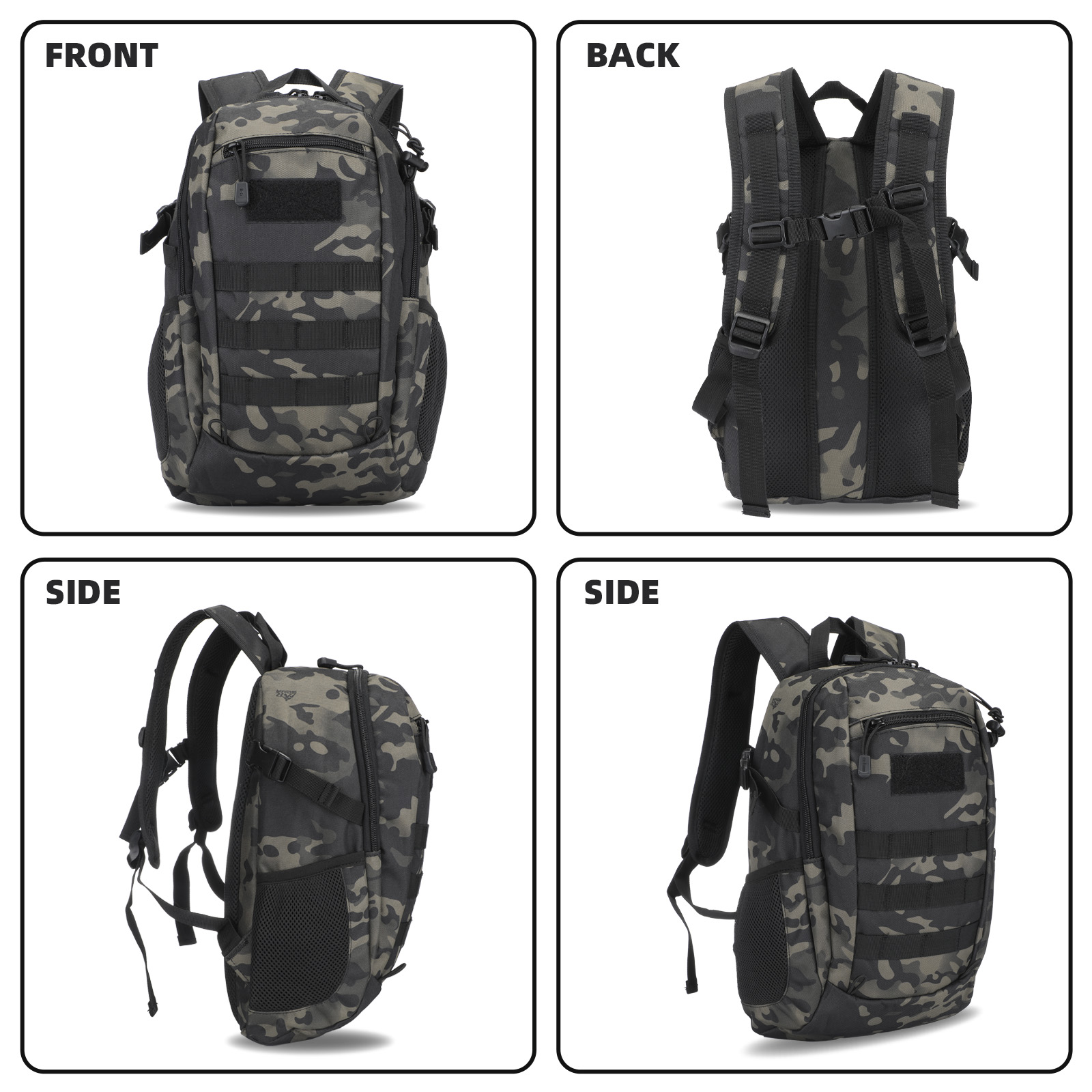 20L Small Daypack Molle Backpack Outdoor Hiking Daysack Student School Rucksack - Picture 13 of 19