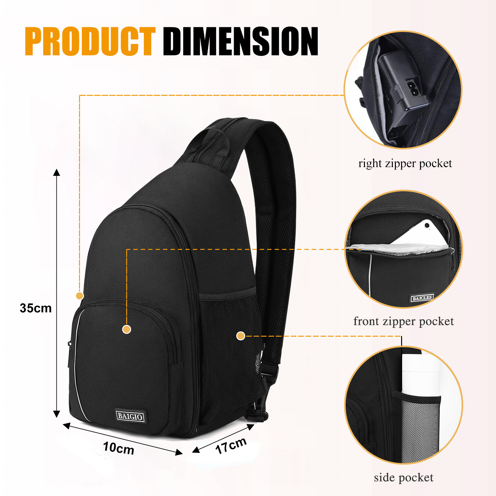 Kamera Sling Rucksack Wasserdicht Kamerarucksack für DSLR SLR Canon Nikon Kamera