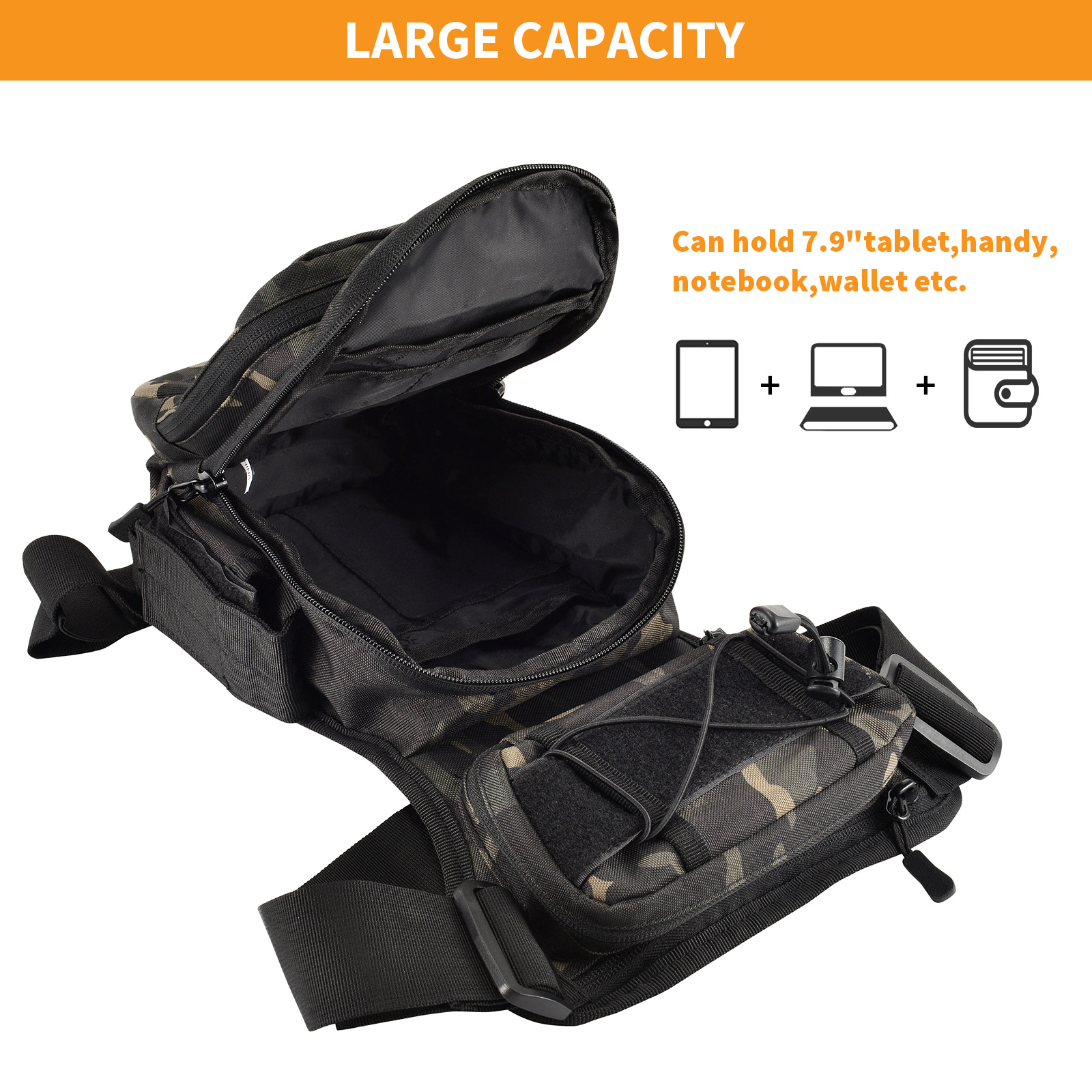 Military Tactical Drop Leg Bag Molle Men Motorcycle Outdoor Thigh Waist Belt Bag - Picture 14 of 21
