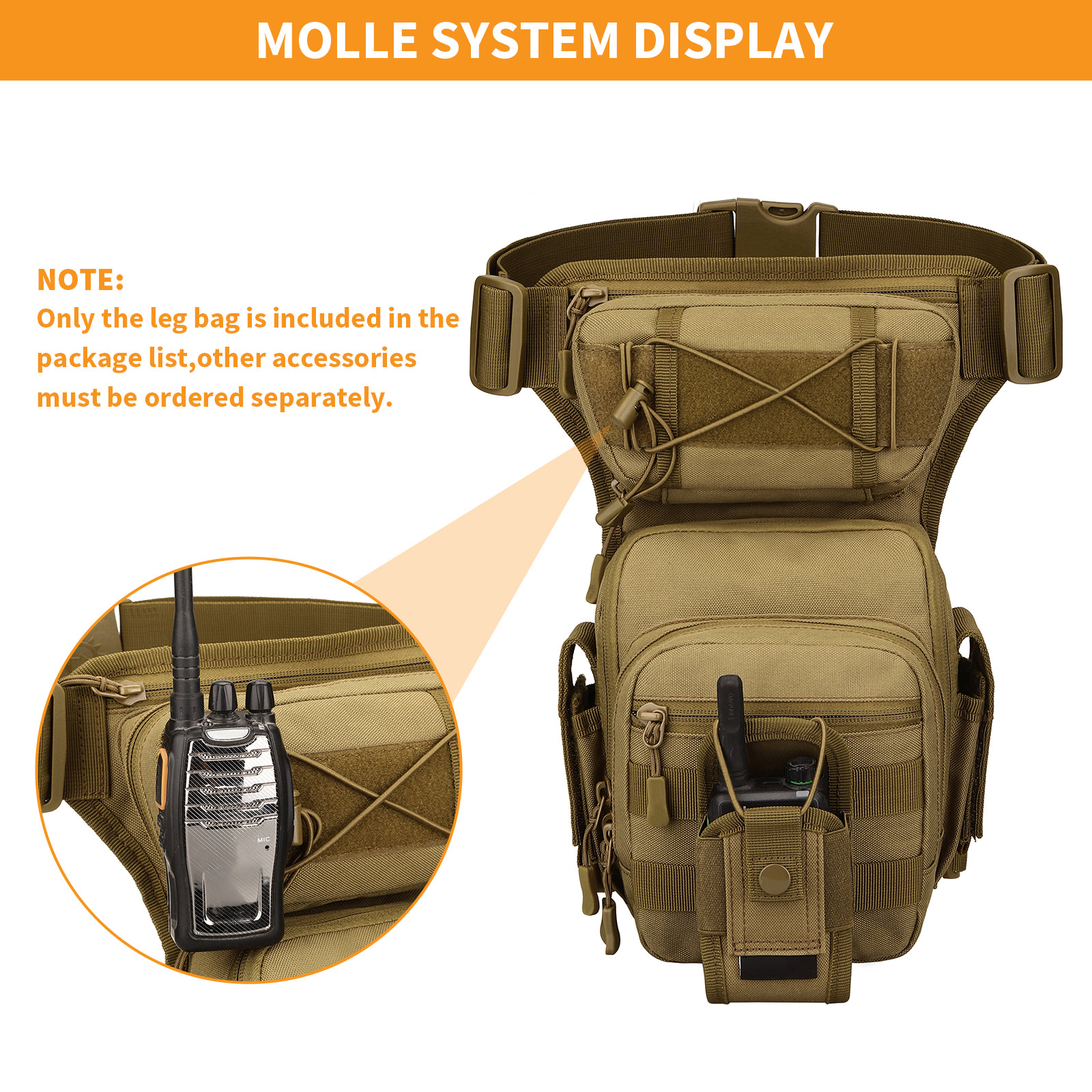 Military Tactical Drop Leg Bag Molle Men Motorcycle Outdoor Thigh Waist Belt Bag - Picture 7 of 21