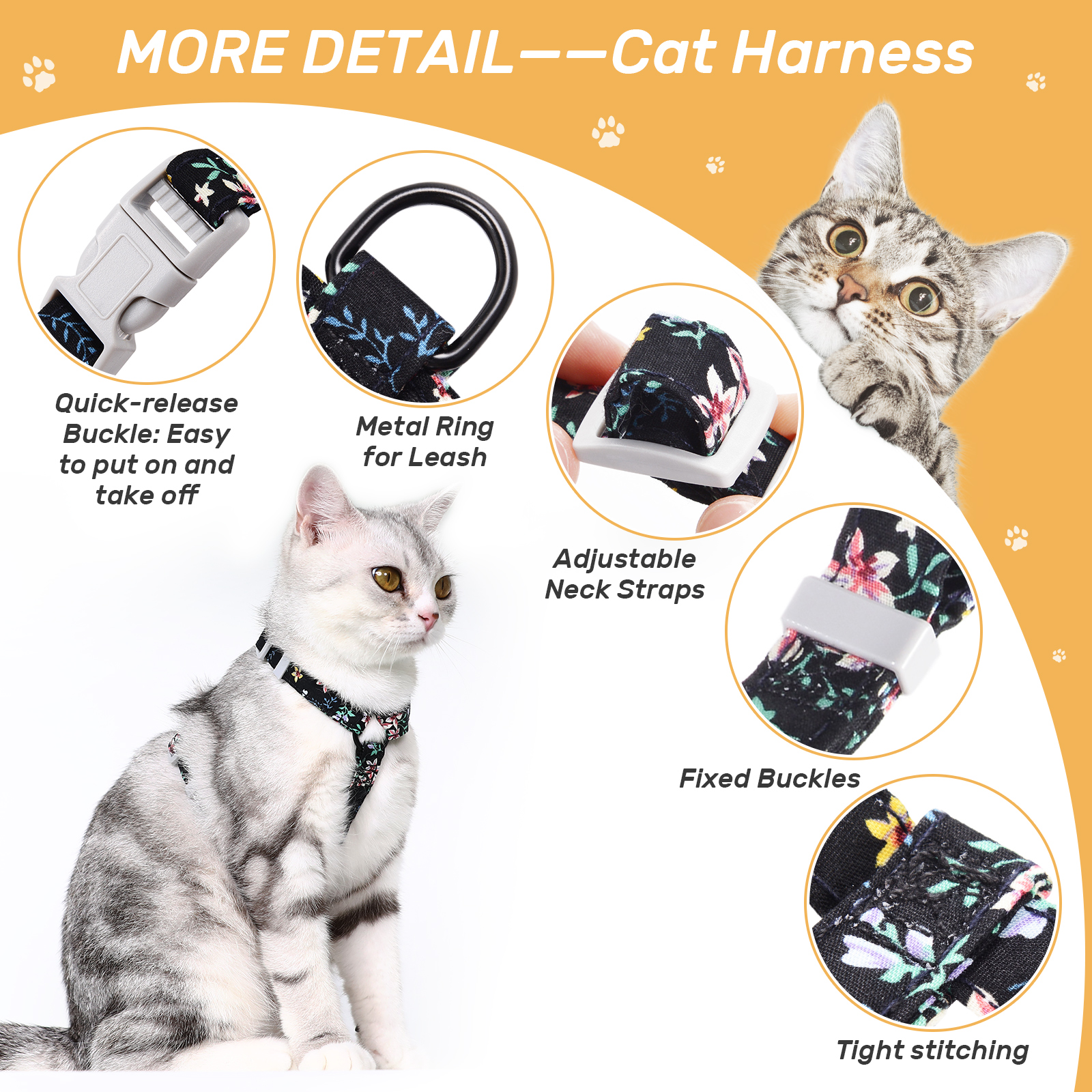 Katzengeschirr mit Leine Ausbruchsicher Soft Verstellbar Hundegeschirr Geschirr - Bild 17 von 52
