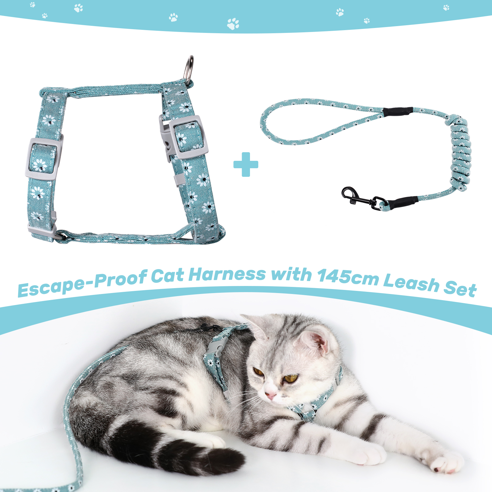 Katzengeschirr mit Leine Ausbruchsicher Soft Verstellbar Hundegeschirr Geschirr - Bild 39 von 52