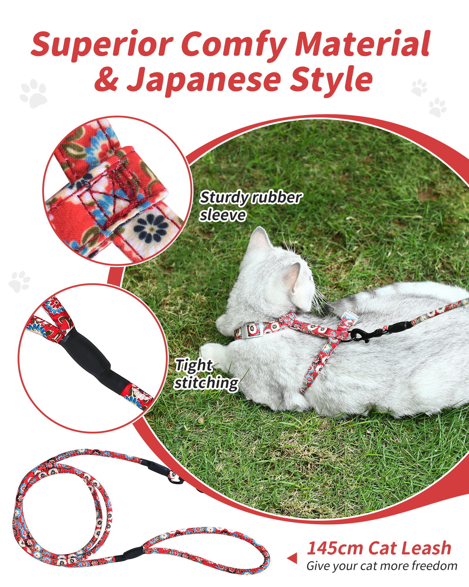 Katzengeschirr mit Leine Ausbruchsicher Soft Verstellbar Hundegeschirr Geschirr - Bild 47 von 52