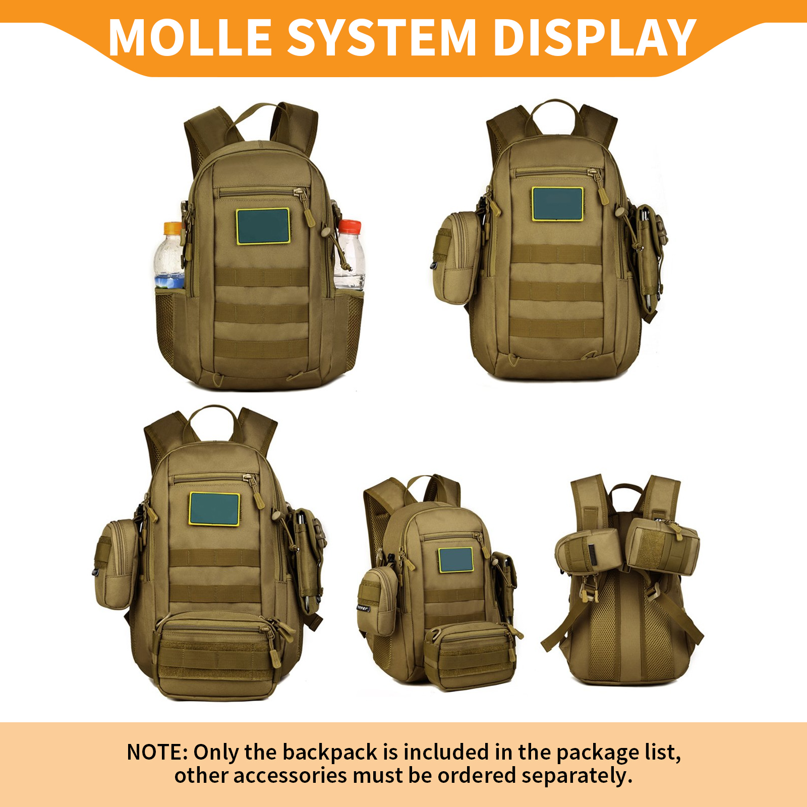 20L Small Daypack Molle Backpack Outdoor Hiking Daysack Student School Rucksack - Picture 8 of 19