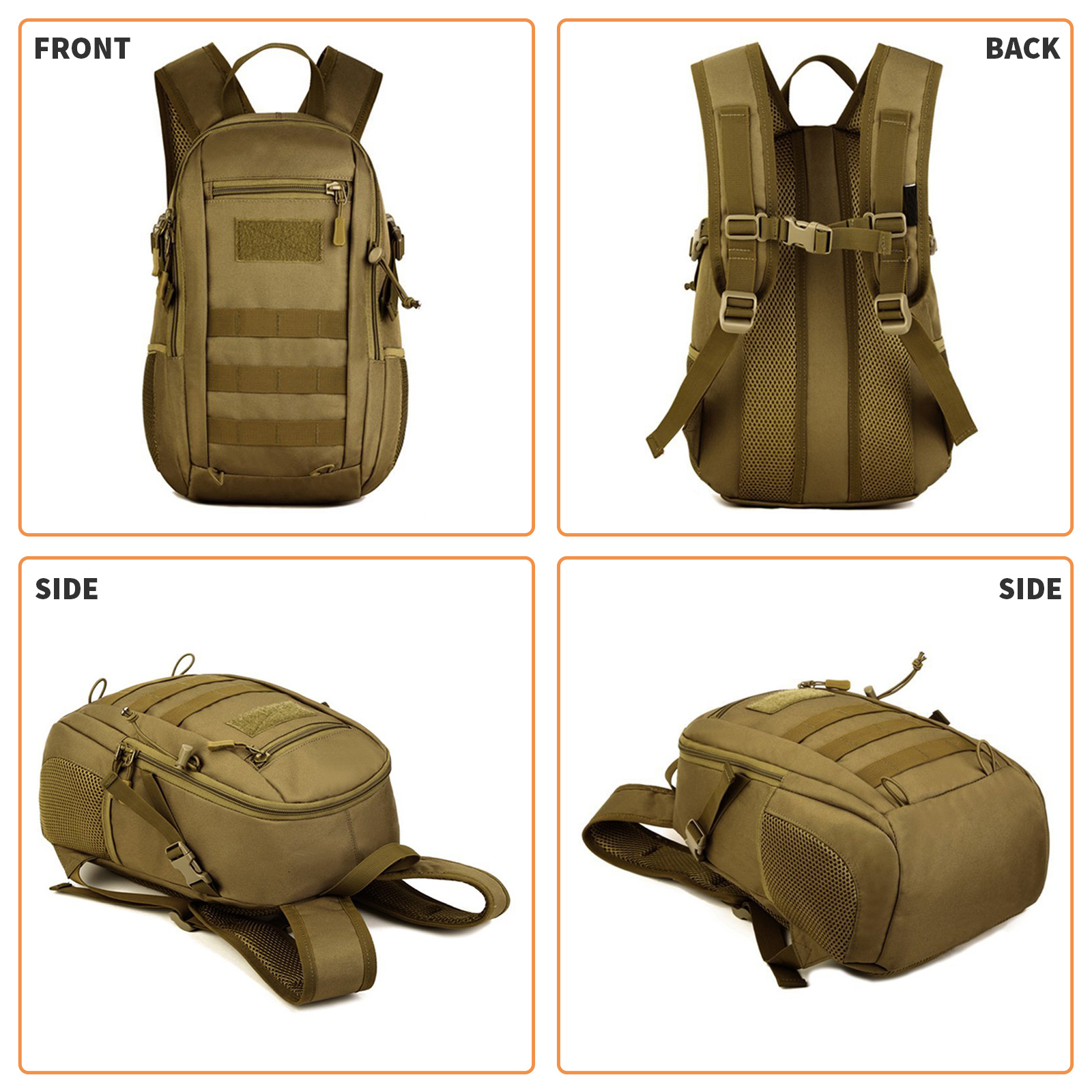 20L Small Daypack Molle Backpack Outdoor Hiking Daysack Student School Rucksack - Picture 9 of 19