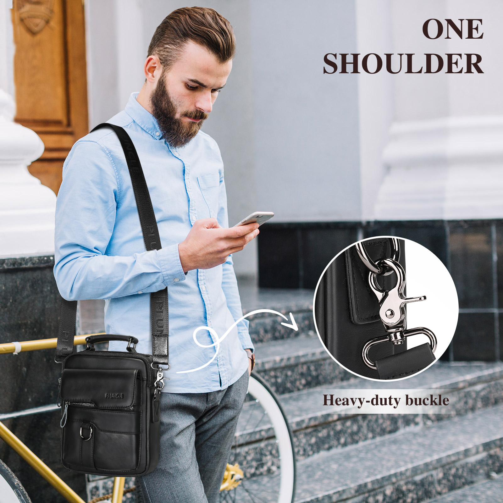 Herren-Schultertasche aus echtem Leder Kuriertasche Aktentasche Umhängetasche Reisehandtasche - Bild 12 von 31