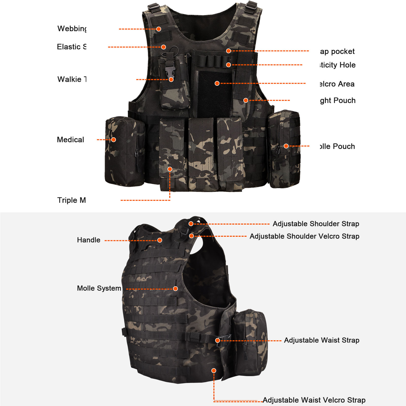 Taktische Weste Kampfmittelweste Schutz Combat Tactical Vest Militär Weste 