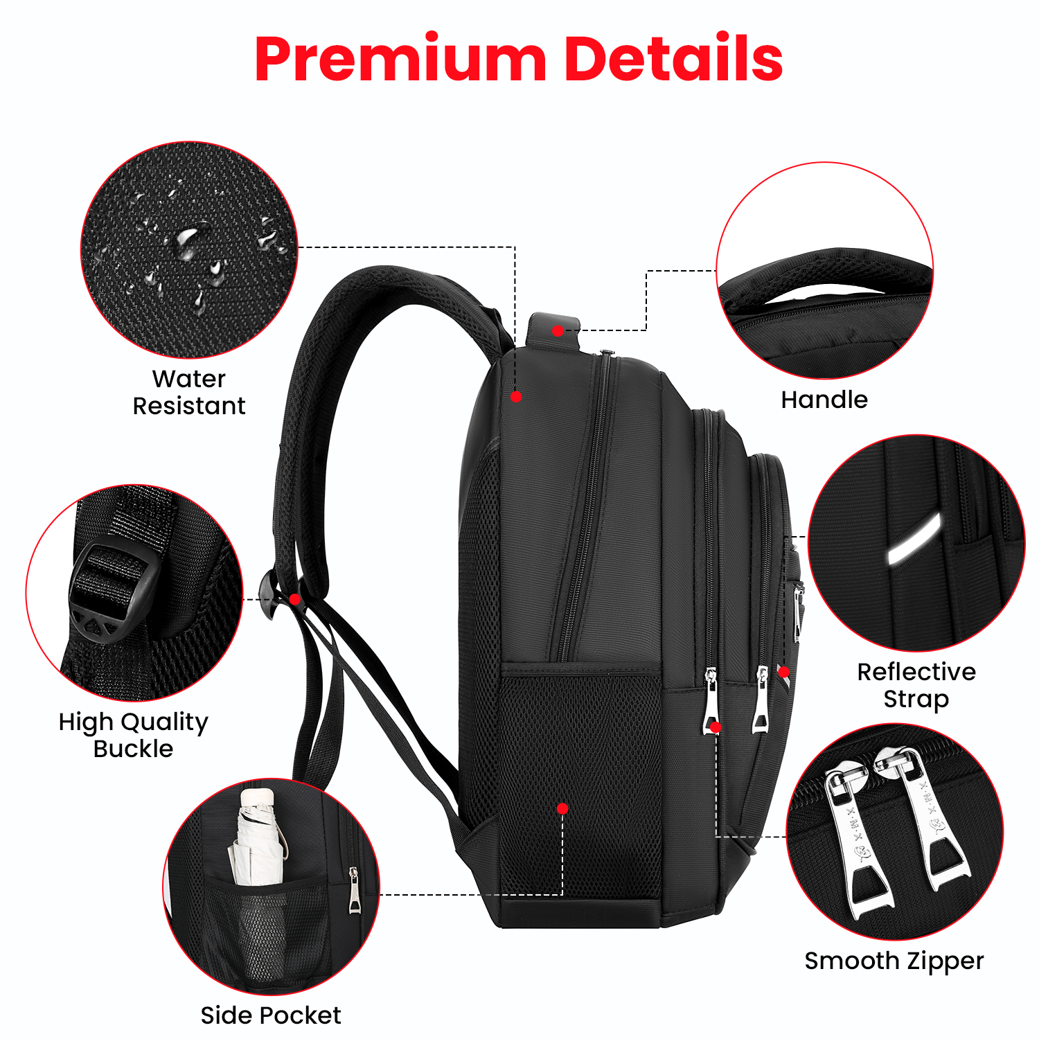 40L Backpack Waterproof Large Laptop Rucksack Men Women Travel School Bag Black - Picture 47 of 61