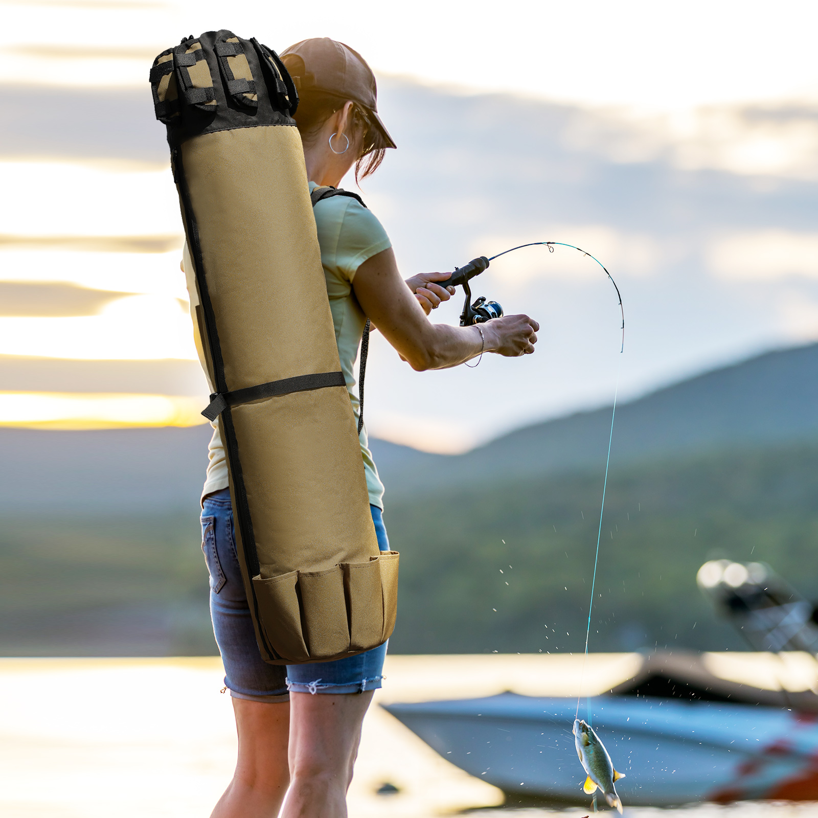 HuntVp Fishing Rod Bag Pole Holder Portable Fishing Rod Case Carrier Storage Bag - Picture 26 of 27