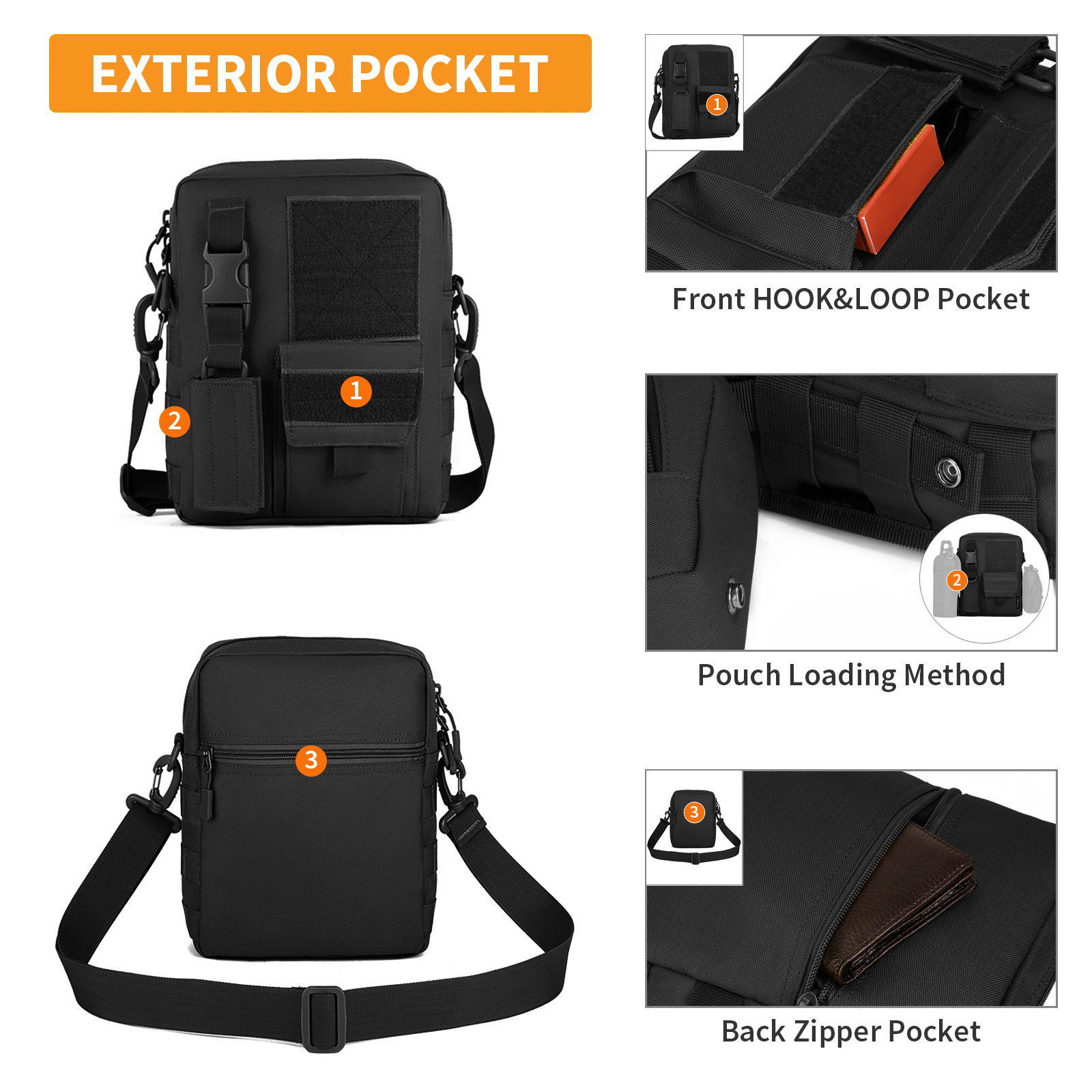 Men Shoulder Messenger Bag Canvas Tactical Crossbody Pack Small Sling Bag US - Picture 24 of 34