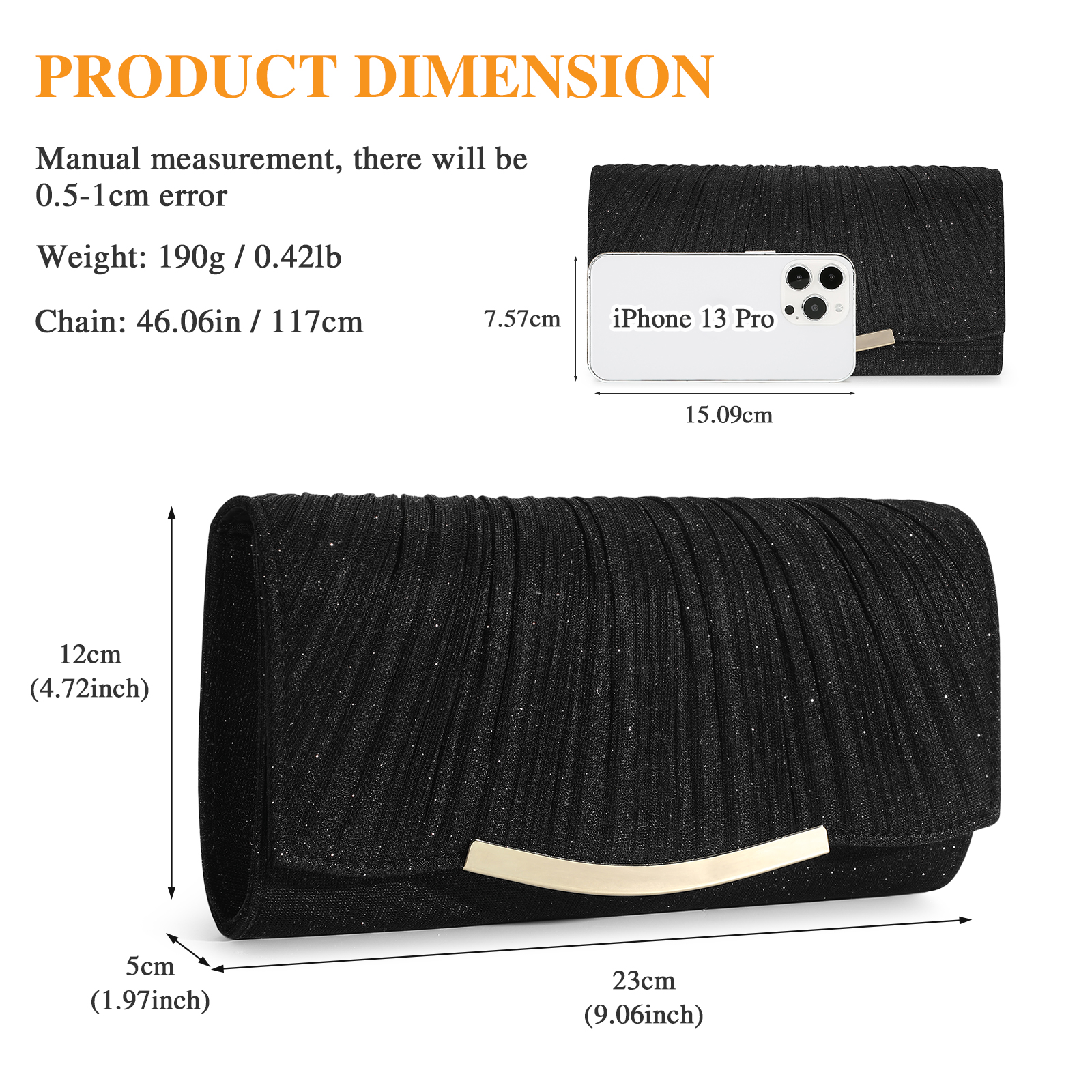 Abendtasche Damen Clutch Bag Handtasche Klein Tasche Umhängetasche Kettentasche 