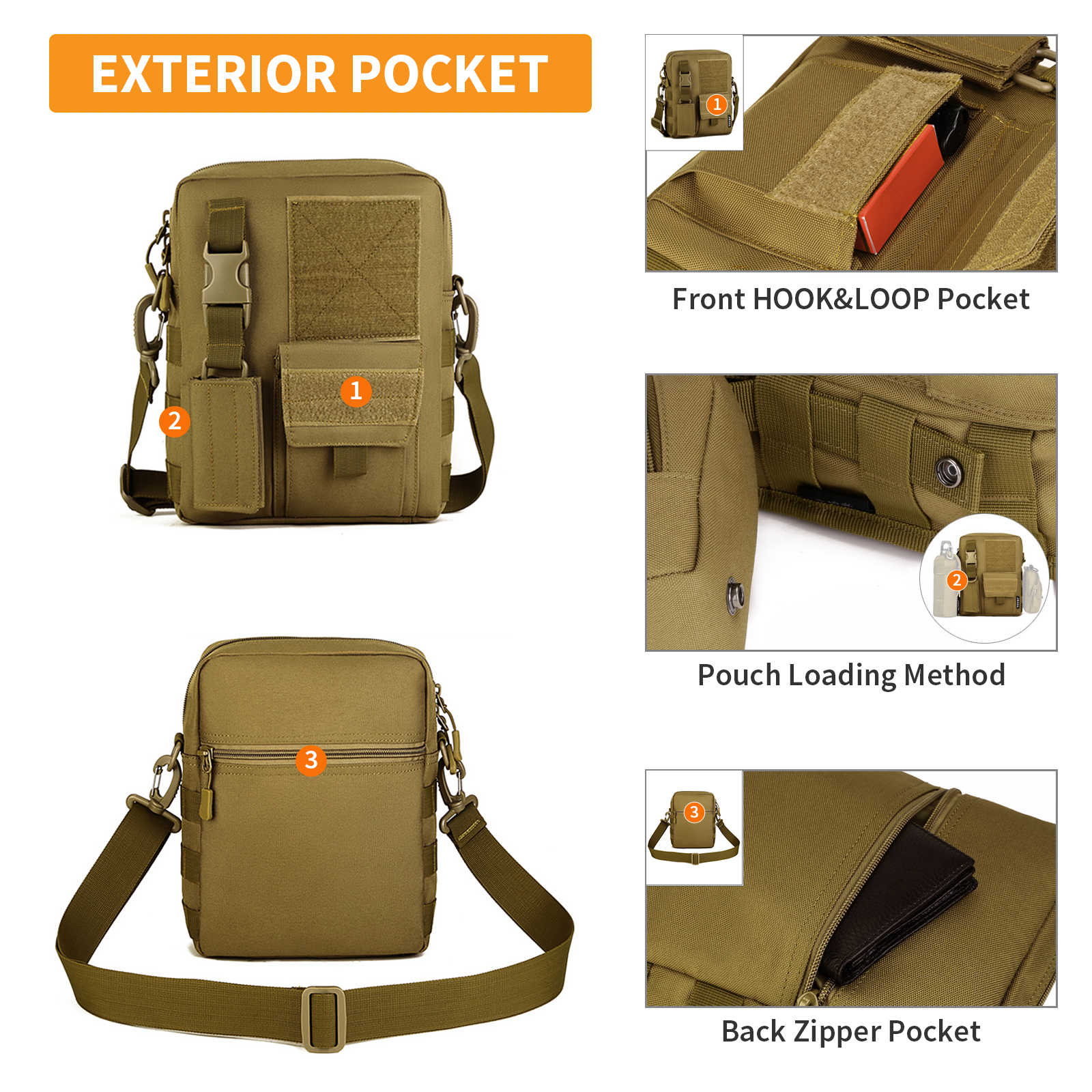 Taktisch Umhängetasche Molle Schultertasche Militär Crossbody Bag Wasserdicht