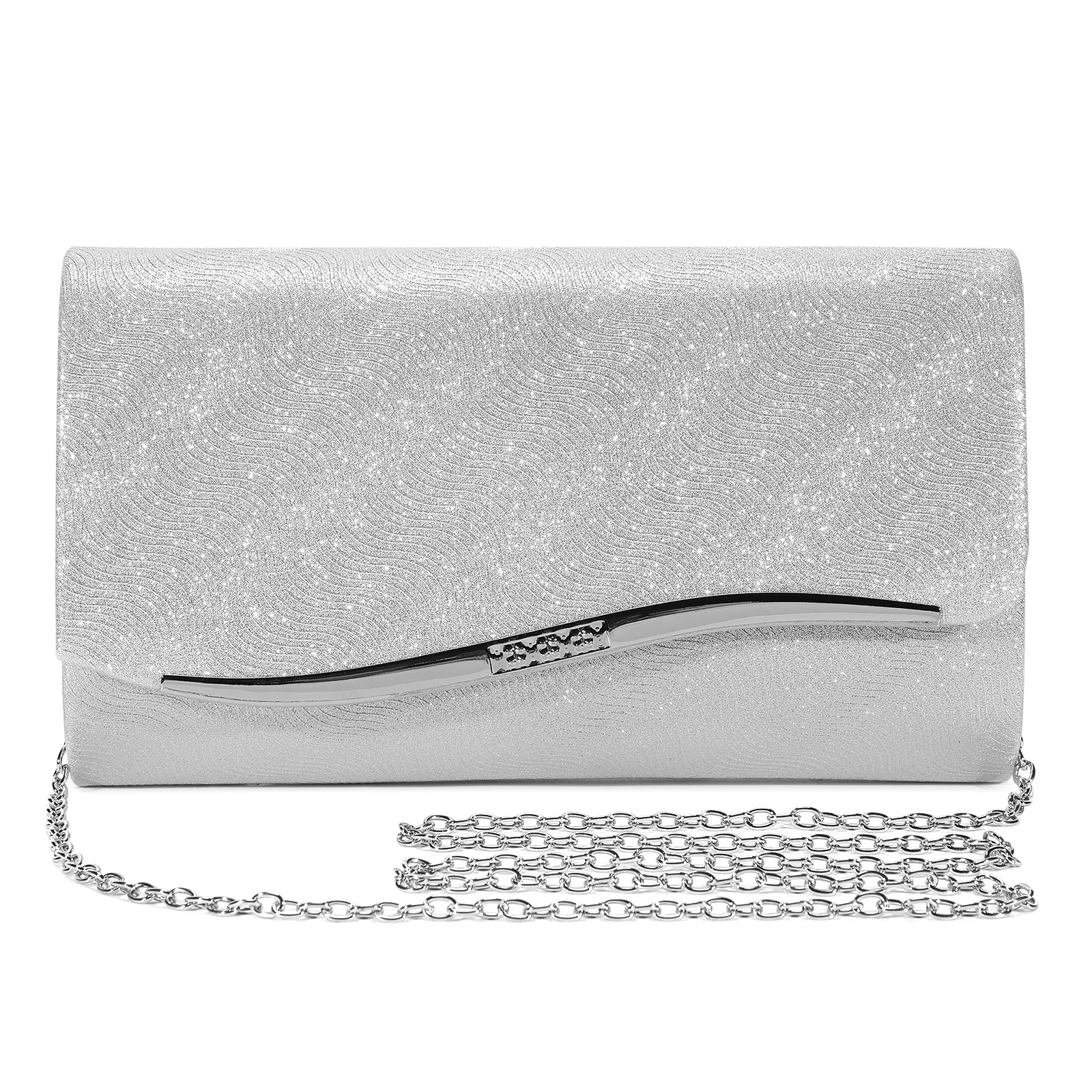 Damen Clutch Abendtasche Glitzer Handtasche Envelope Kettentasche Schultertasche