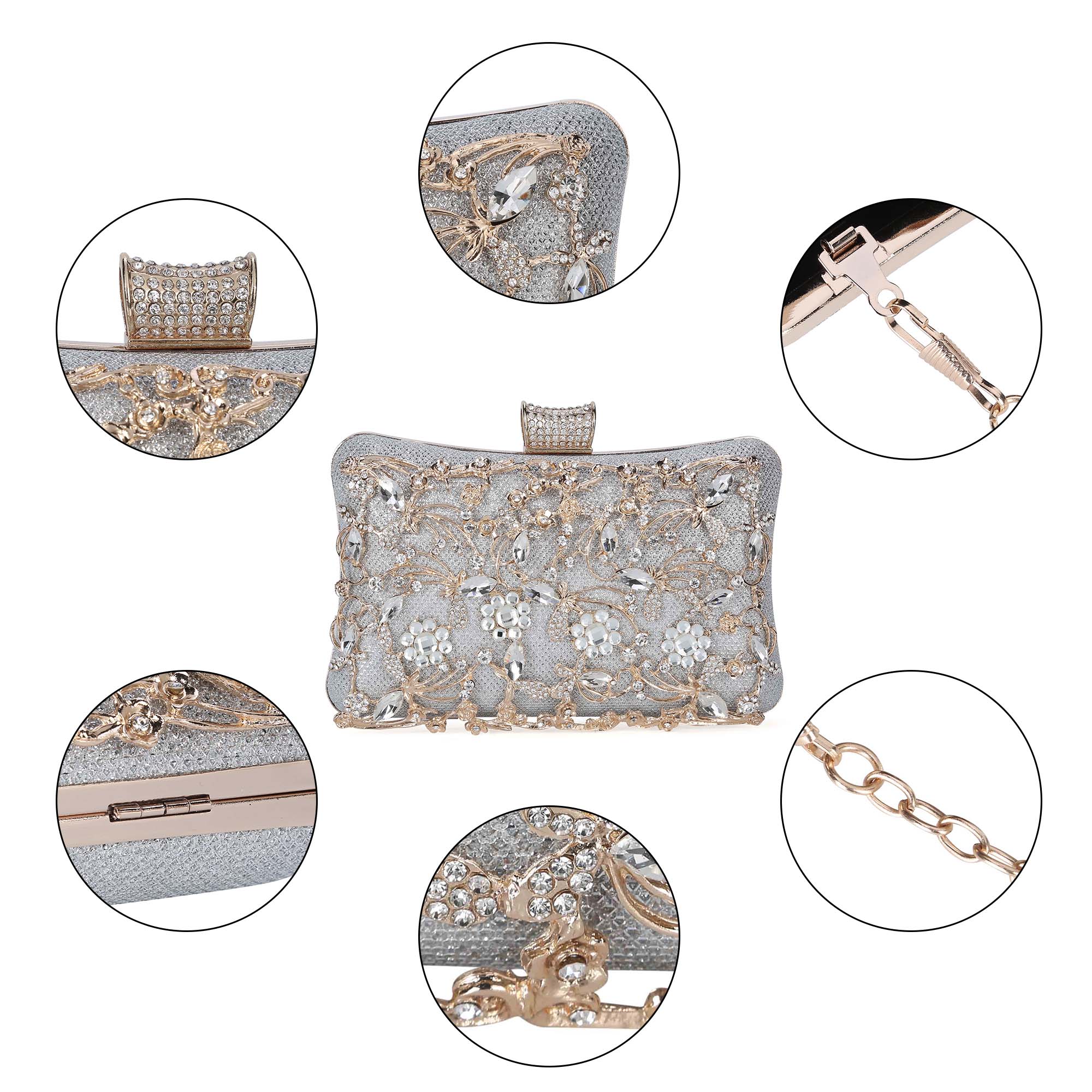 Vintage Women Evening Clutch Bag Party Handbag Rhinestone Wedding Bridal Prom - Picture 12 of 29