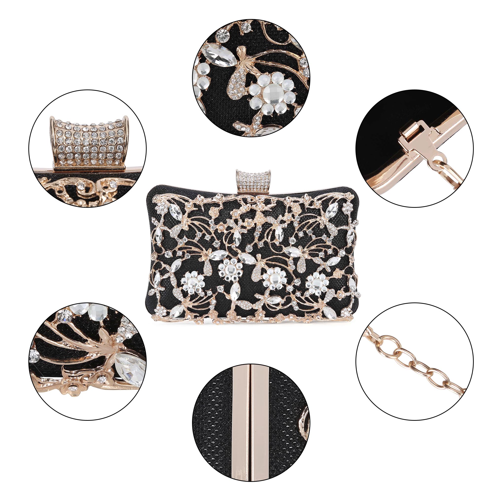 Vintage Women Evening Clutch Bag Party Handbag Rhinestone Wedding Bridal Prom - Picture 7 of 29