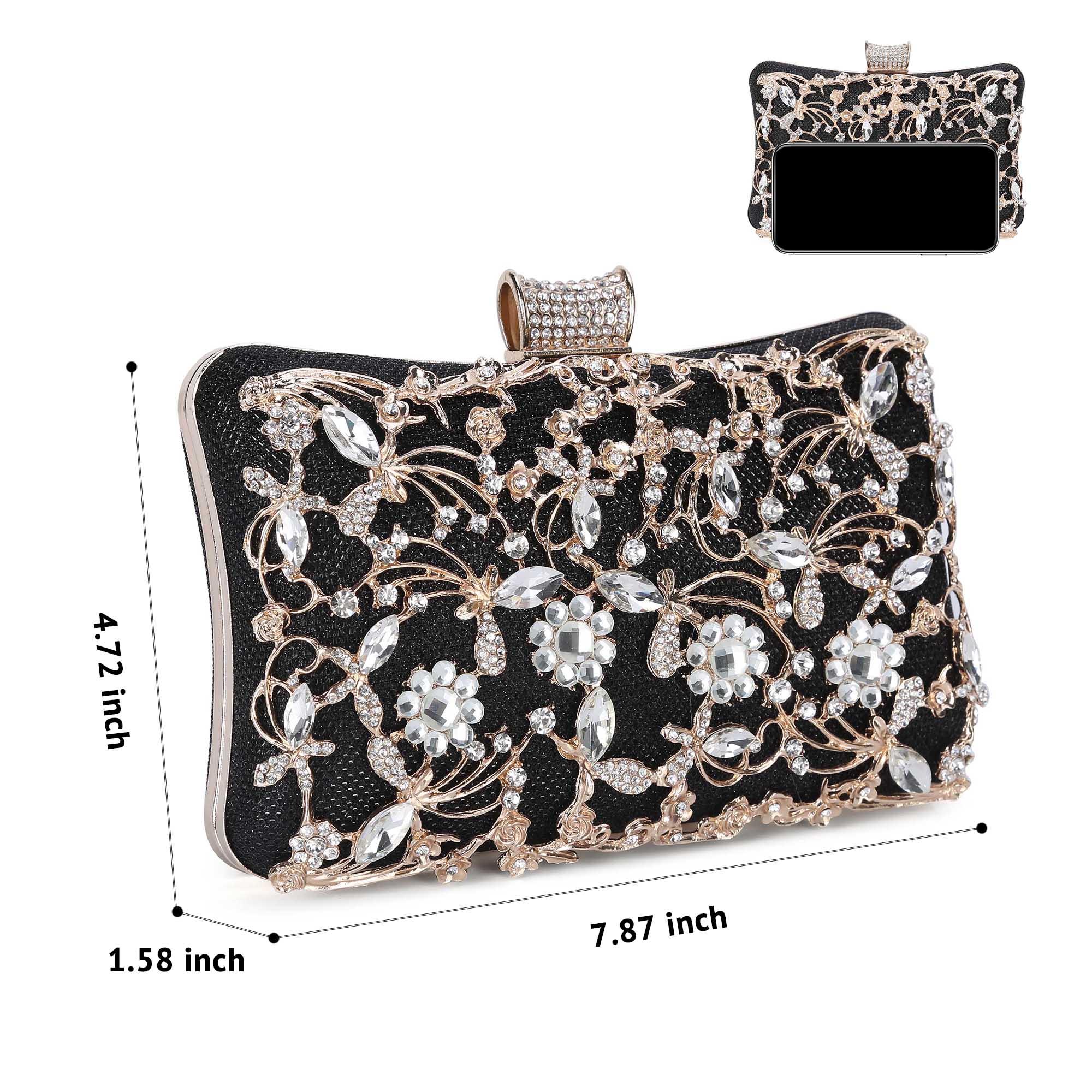 Vintage Women Evening Clutch Bag Party Handbag Rhinestone Wedding Bridal Prom - Picture 8 of 29
