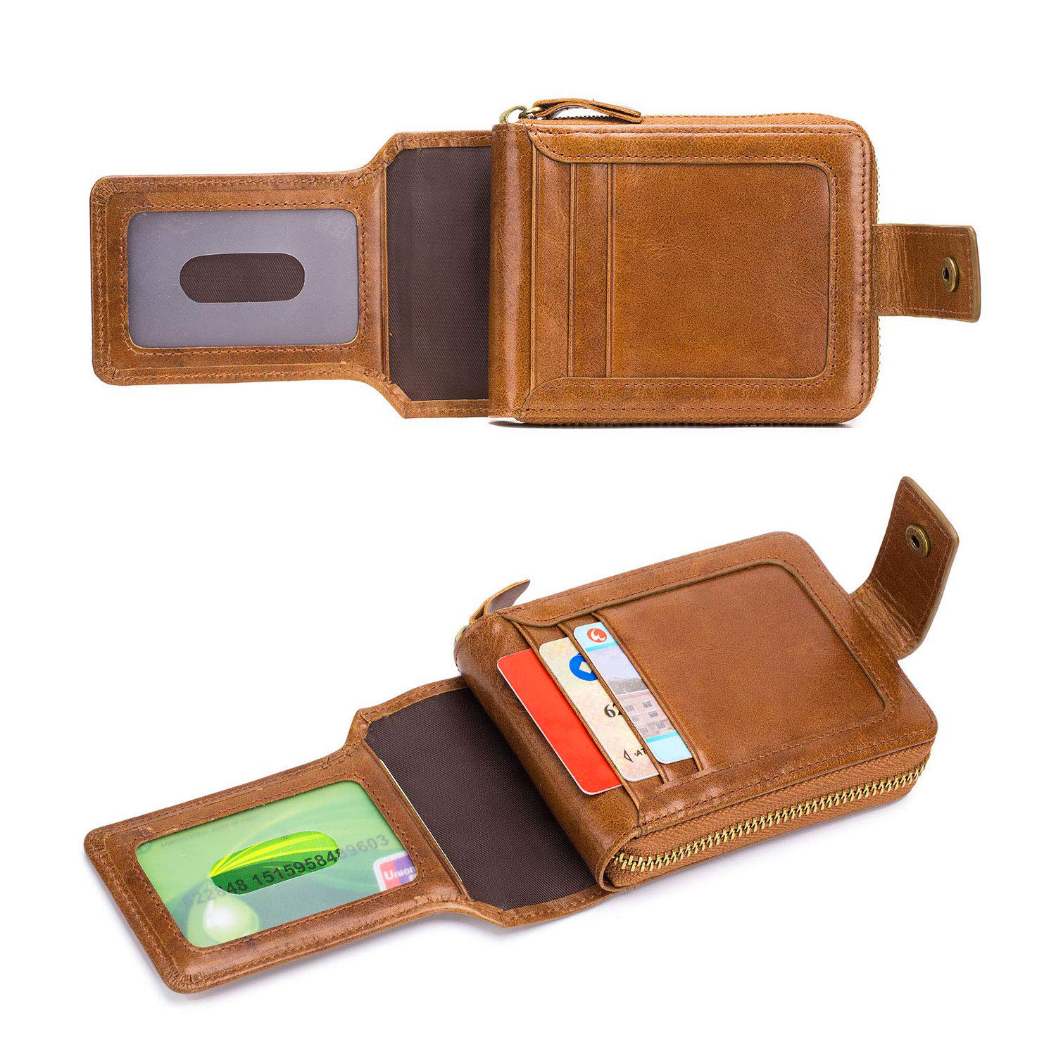 Herren Geldbörse Echtleder RFID Schutz Portemonnaie 9 Kartenfächer Reißverschlussfach Tasche - Bild 16 von 16