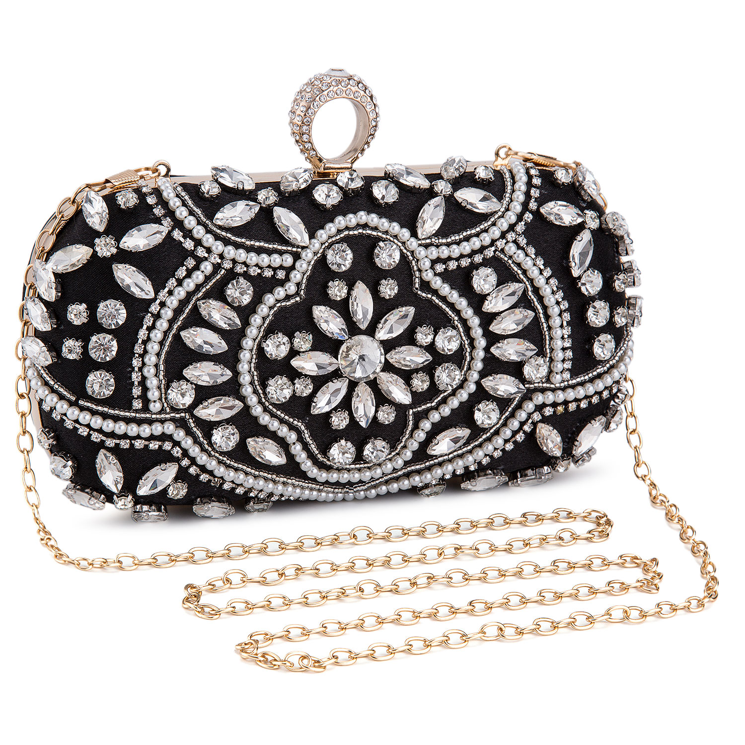 Women Evening Clutch Bag Designer Diamond Bridal Wedding Cocktail Party Handbag - Picture 26 of 26