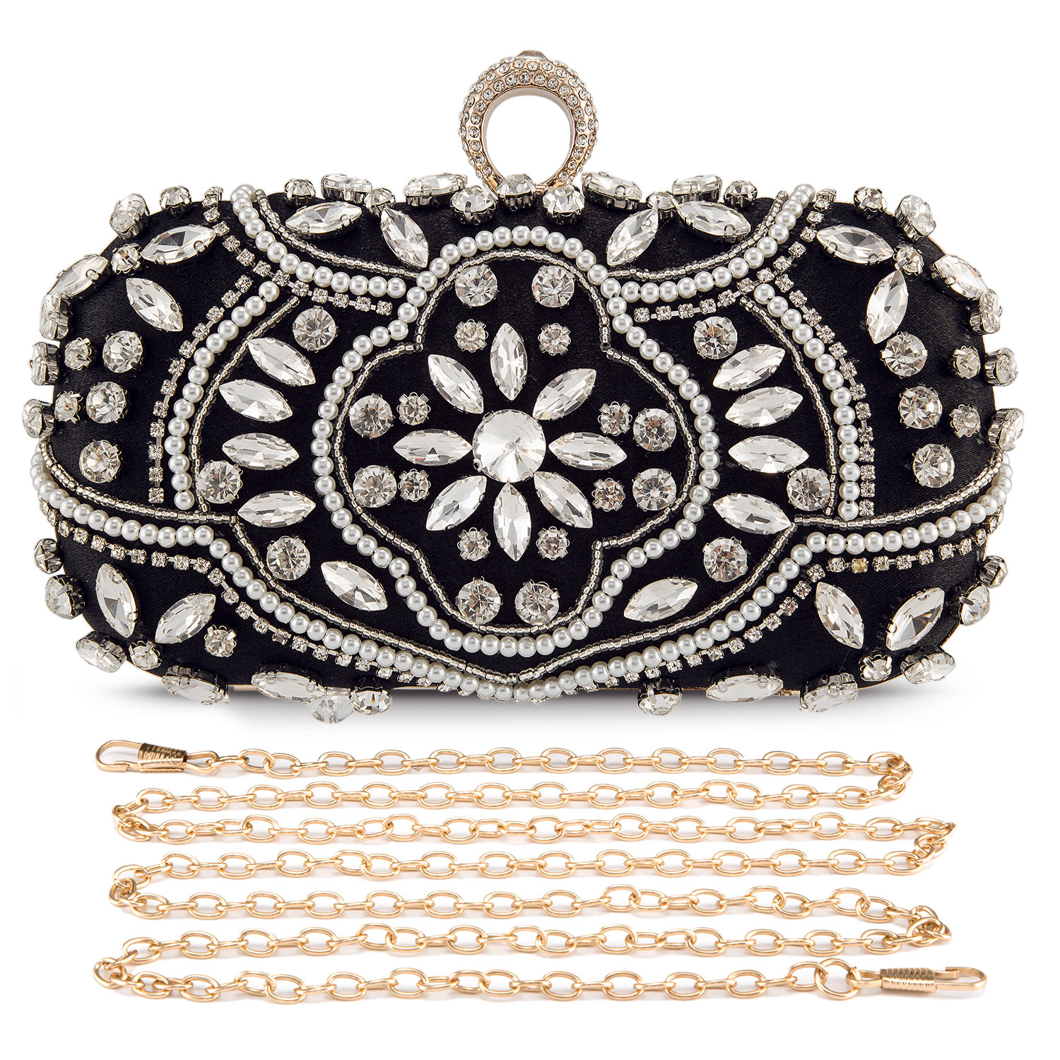 Damen Perlen Clutch Tasche Mode Diamant Abend Handtasche Braut Hochzeit Handtasche - Bild 10 von 26