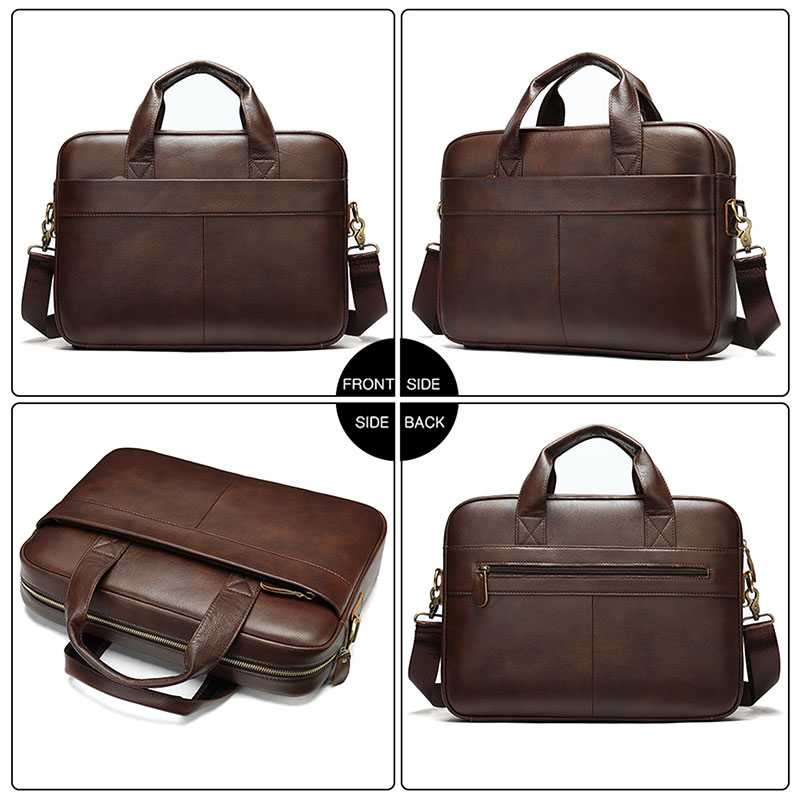 Vintage Men Briefcase Genuine Leather Shoulder Bag Laptop Bag Case Messenger Bag - Picture 44 of 47