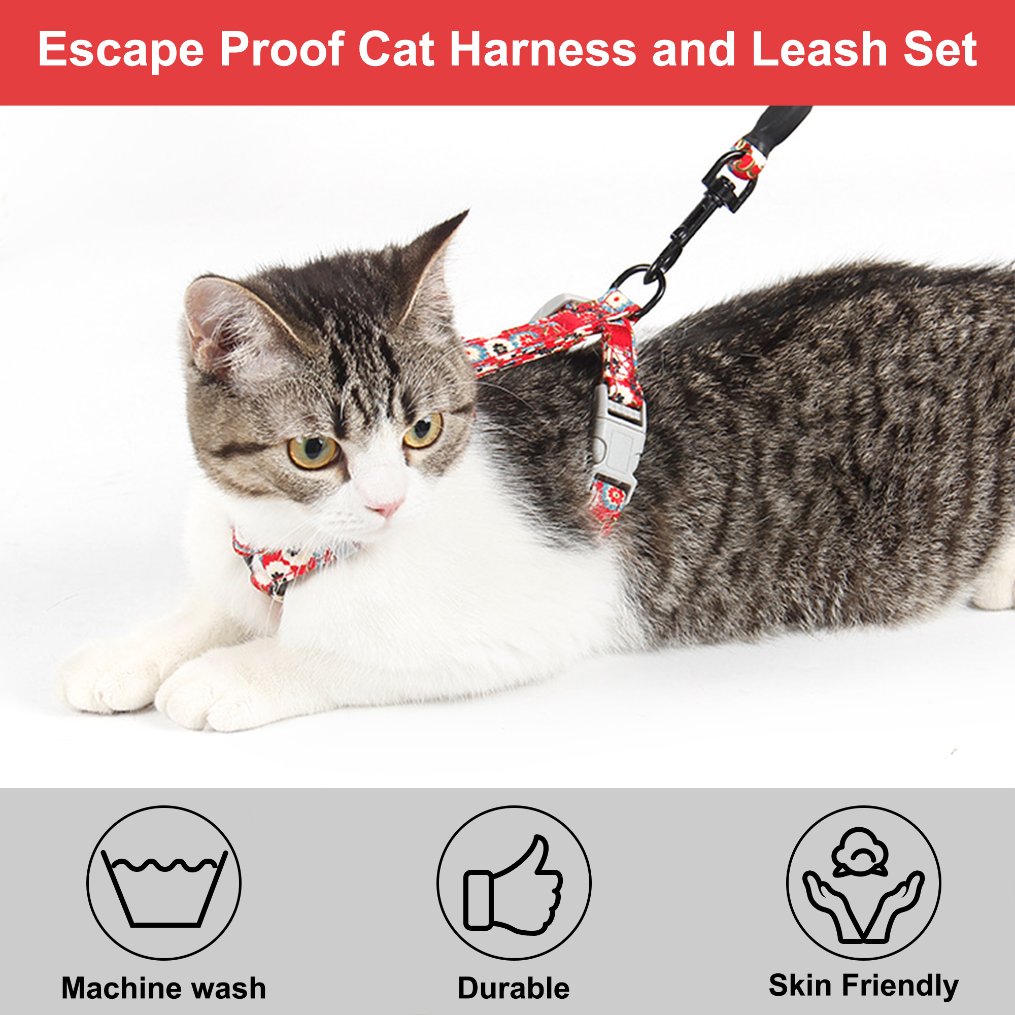 Katzengeschirr mit Leine Ausbruchsicher Soft Verstellbar Hundegeschirr Geschirr - Bild 49 von 52