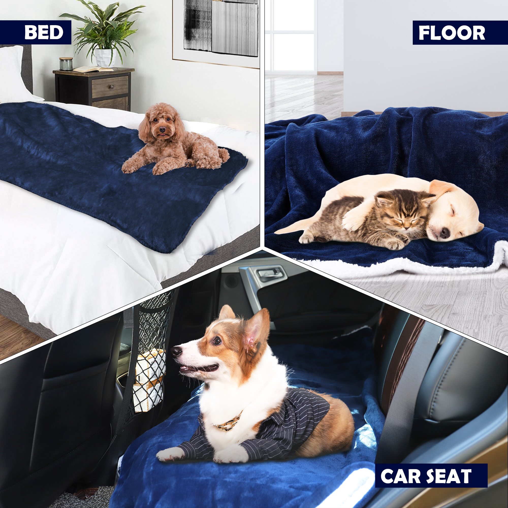 Waterproof Pet Blankets Dogs Cats Soft Plush Throw Protects Bed Couch Blanket - Picture 27 of 27