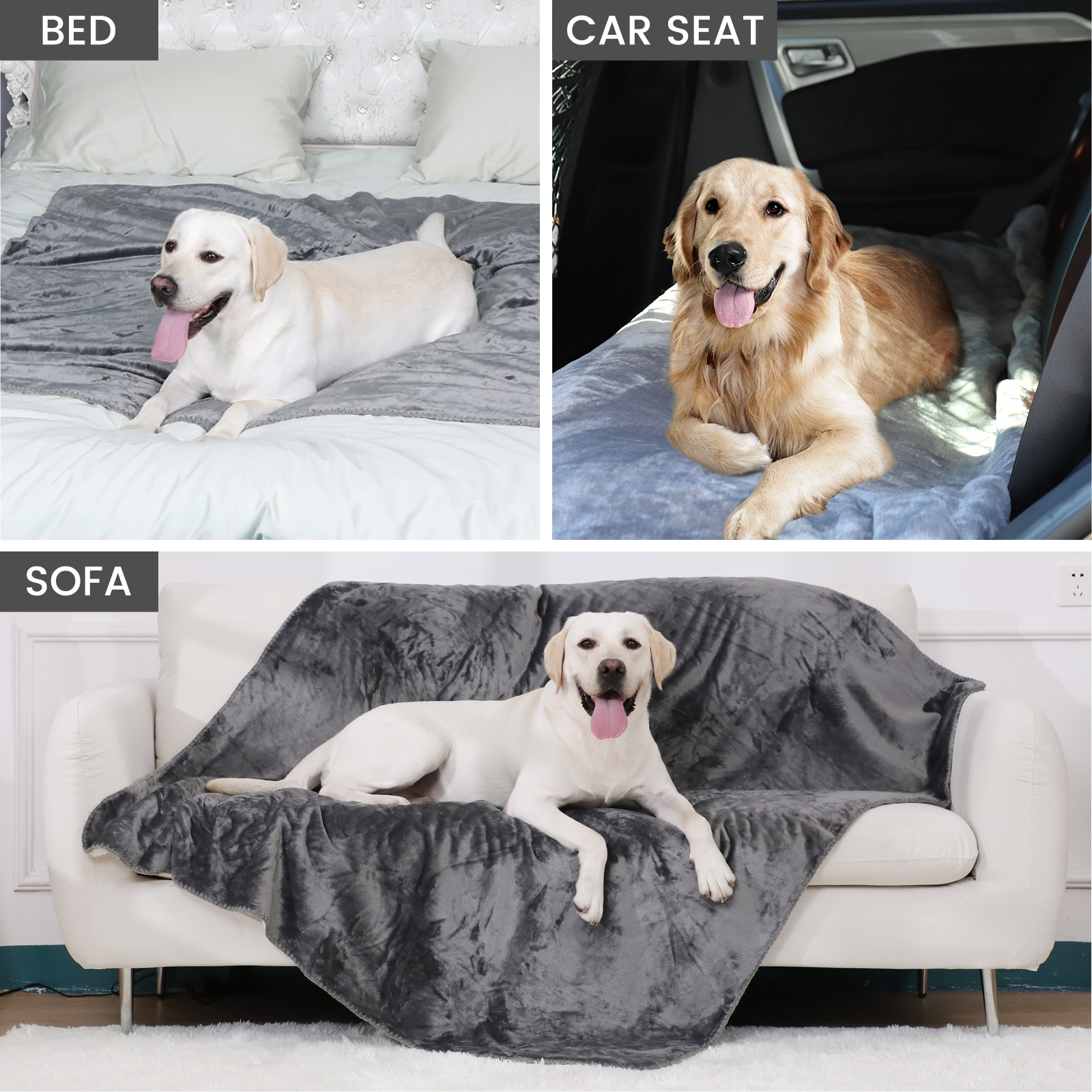 Waterproof Pet Blankets Dogs Cats Soft Plush Throw Protects Bed Couch Blanket - Picture 9 of 27