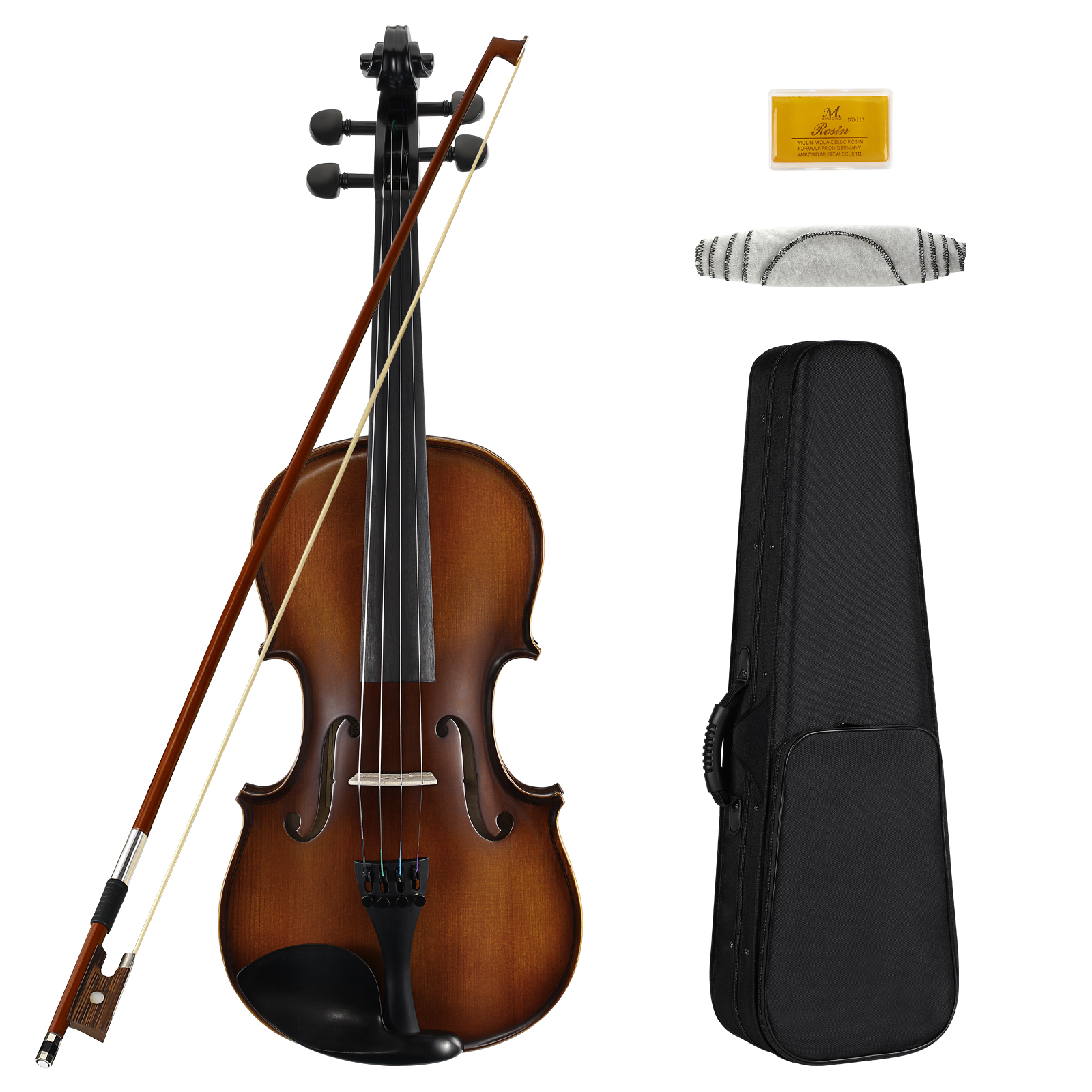 Color:Natural:Asmuse Full Size 4/4 Violin Premium Solid Wood Starter Violin Case and Bow
