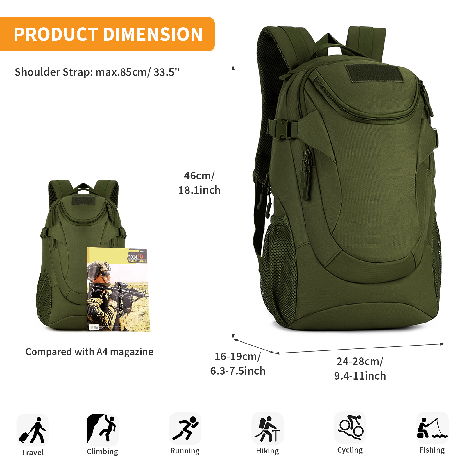 25L Military Tactical Backpack Molle Waterproof Army Outdoor Hiking Rucksack Bag - Picture 15 of 20