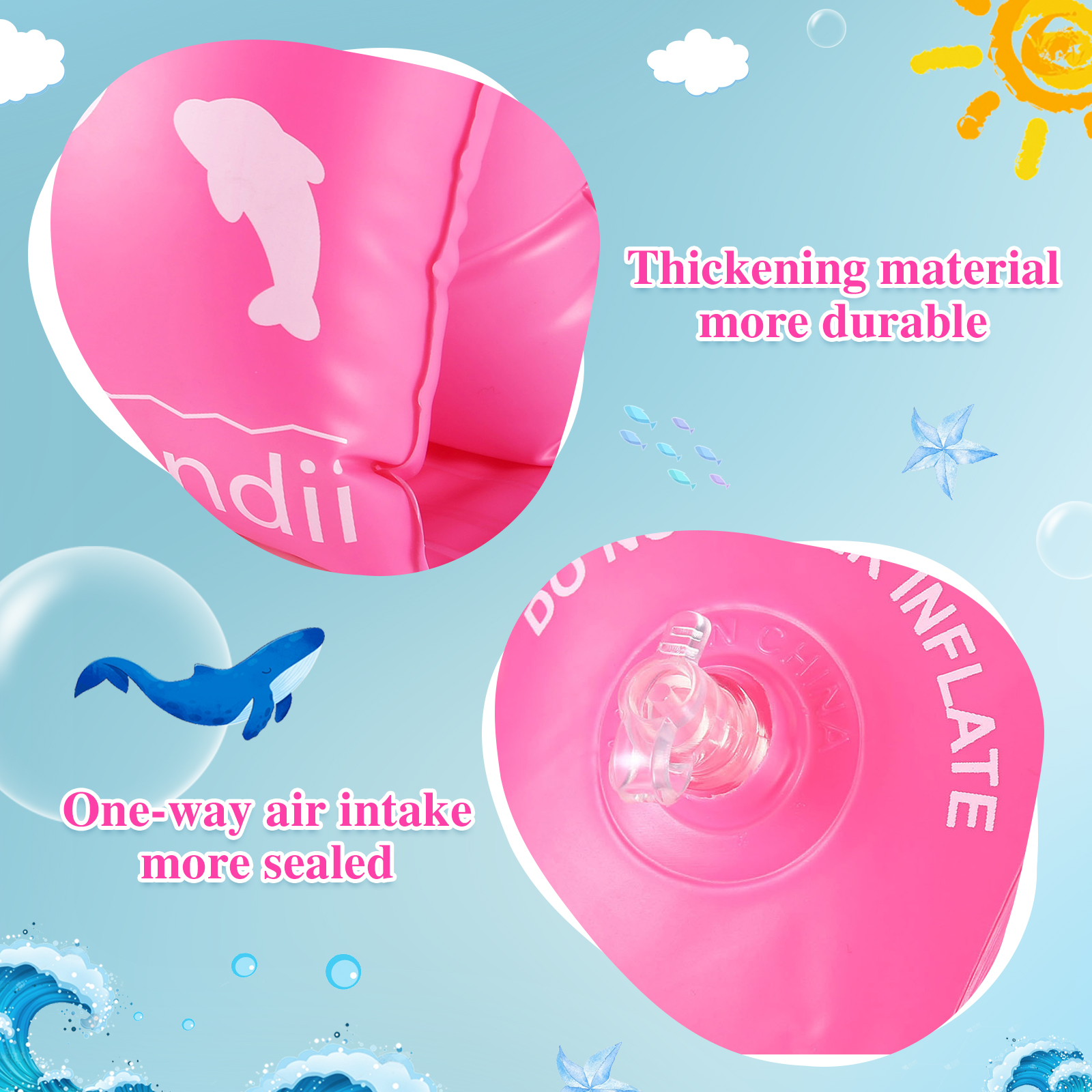 Inflatable Swim Arm Bands Floater Sleeves Swimming Rings Armbands Kids Adults - Picture 10 of 23