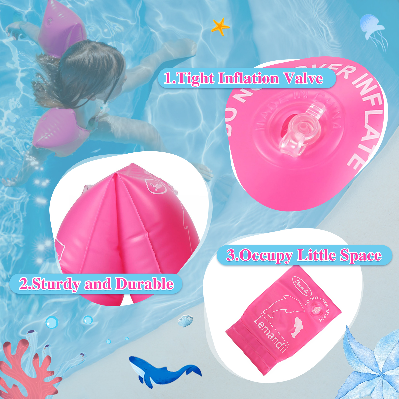 Inflatable Swim Arm Bands Floater Sleeves Swimming Rings Armbands Kids Adults - Picture 11 of 23