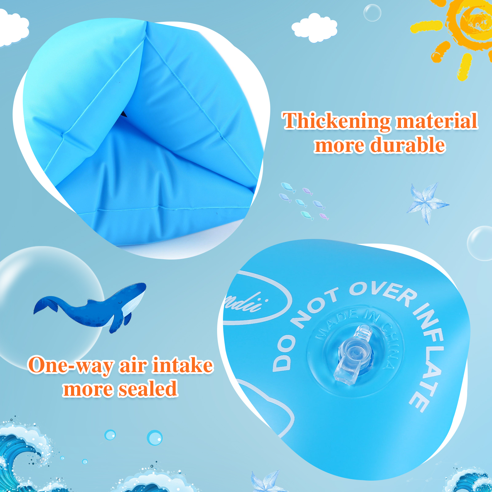 Inflatable Swim Arm Bands Floater Sleeves Swimming Rings Armbands Kids Adults - Picture 22 of 23