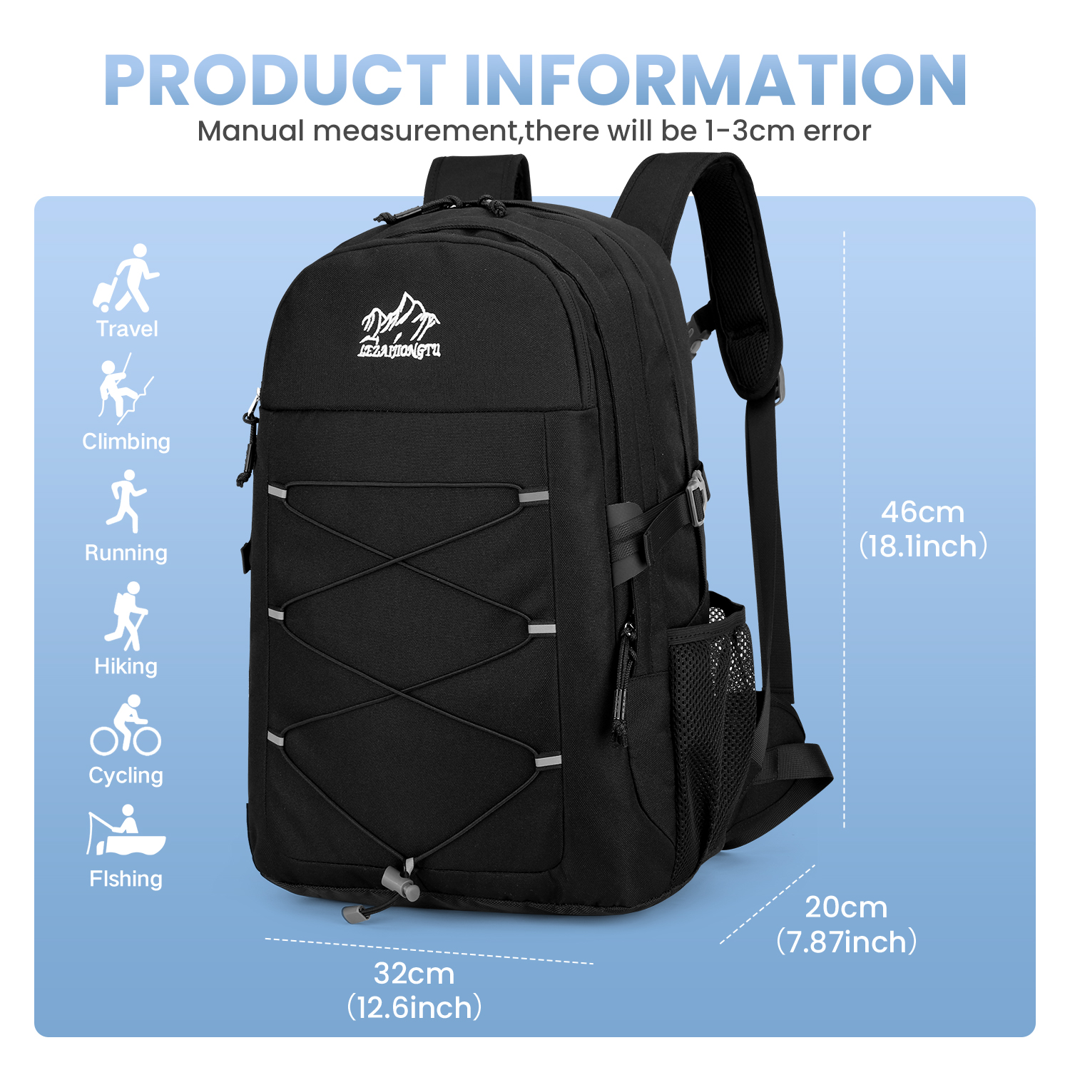 15.6 inch Laptop Backpack Waterproof Men Women Large Rucksack Travel School Bag - Picture 8 of 21
