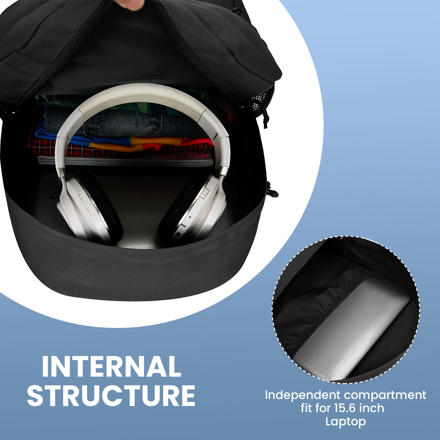 15.6 inch Laptop Backpack Waterproof Men Women Large Rucksack Travel School Bag - Picture 9 of 21