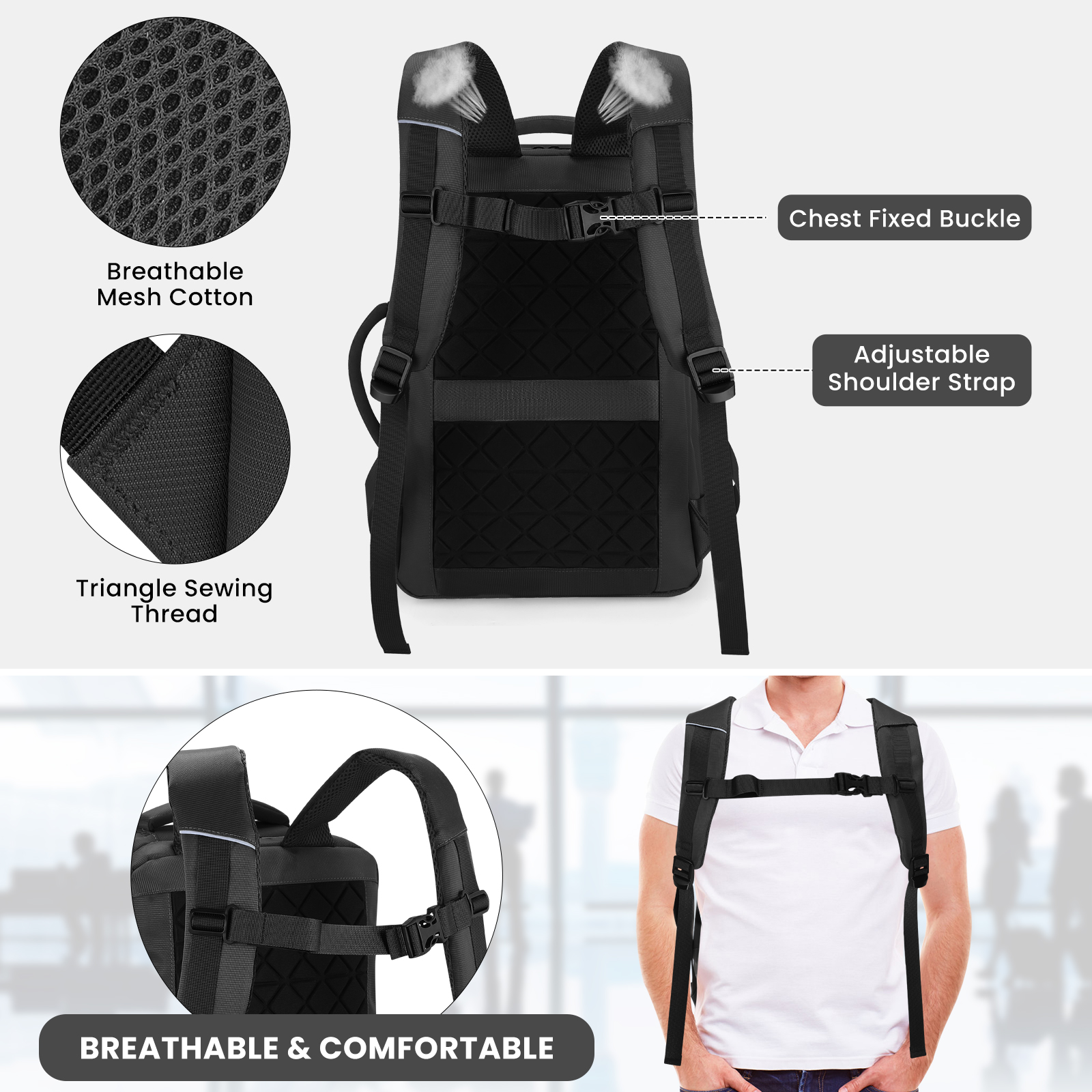 Rucksack 40x20x25 Handgepäck Reiserucksack Ryanair Boardgepäck Schulrucksack Neu - Bild 15 von 63